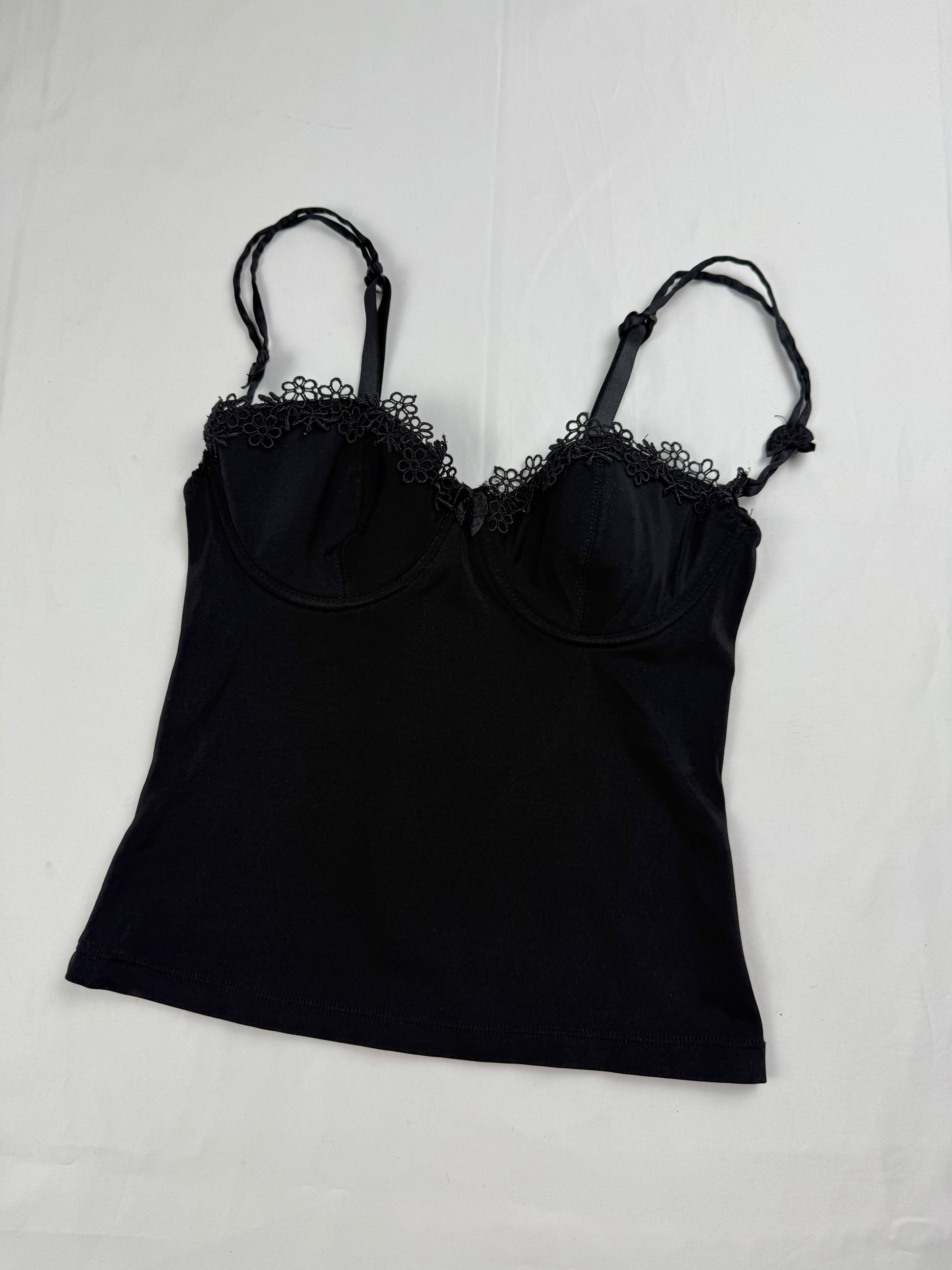 Black bustier lycra babydoll top (XS)