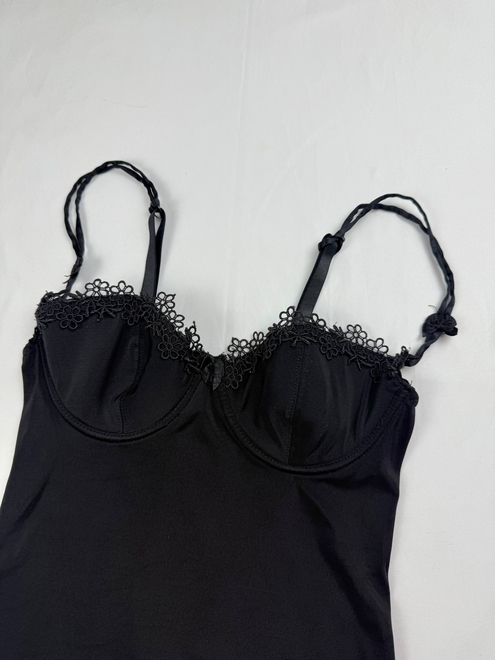 Black bustier lycra babydoll top (XS)