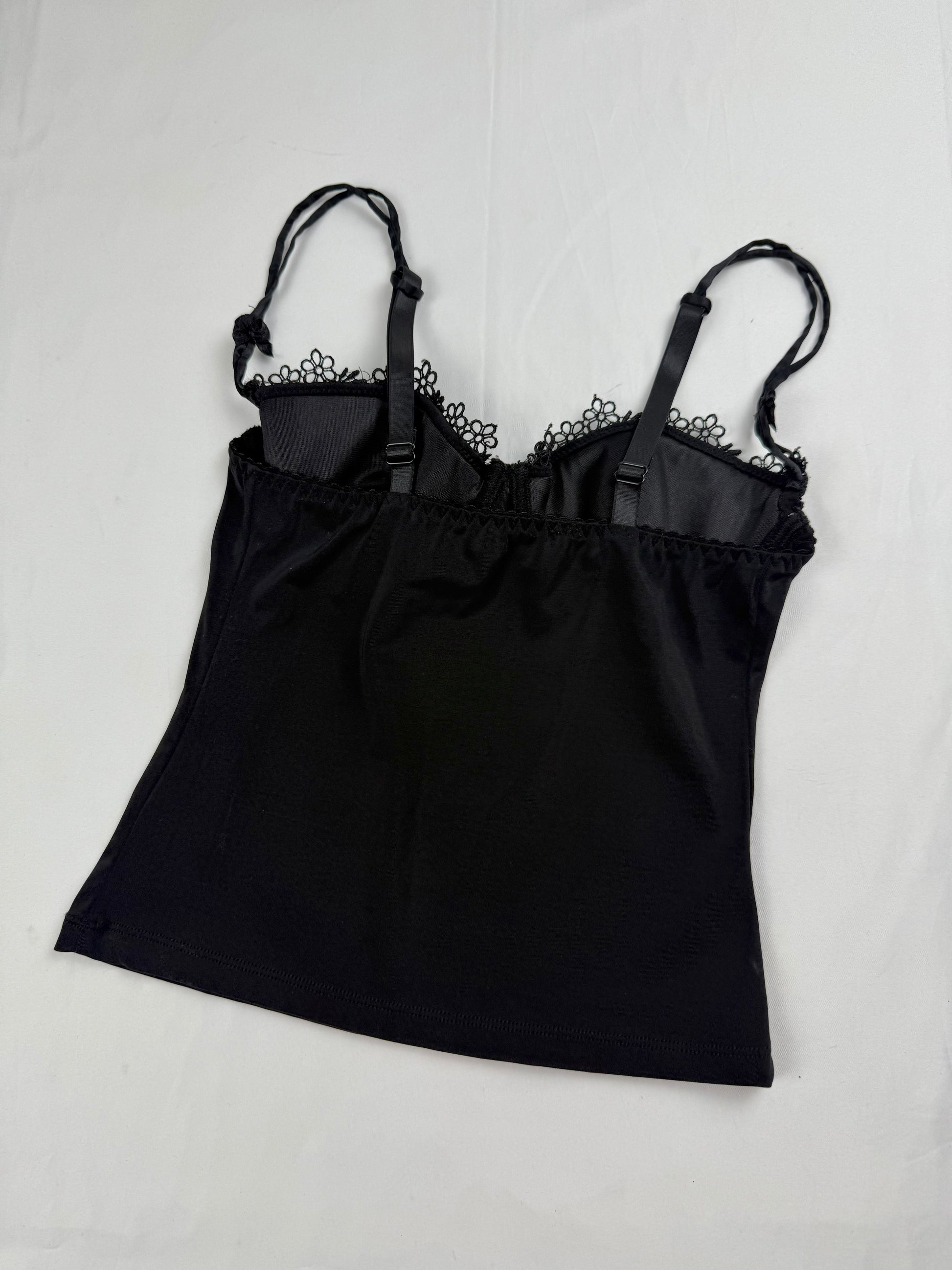 Black bustier lycra babydoll top (XS)