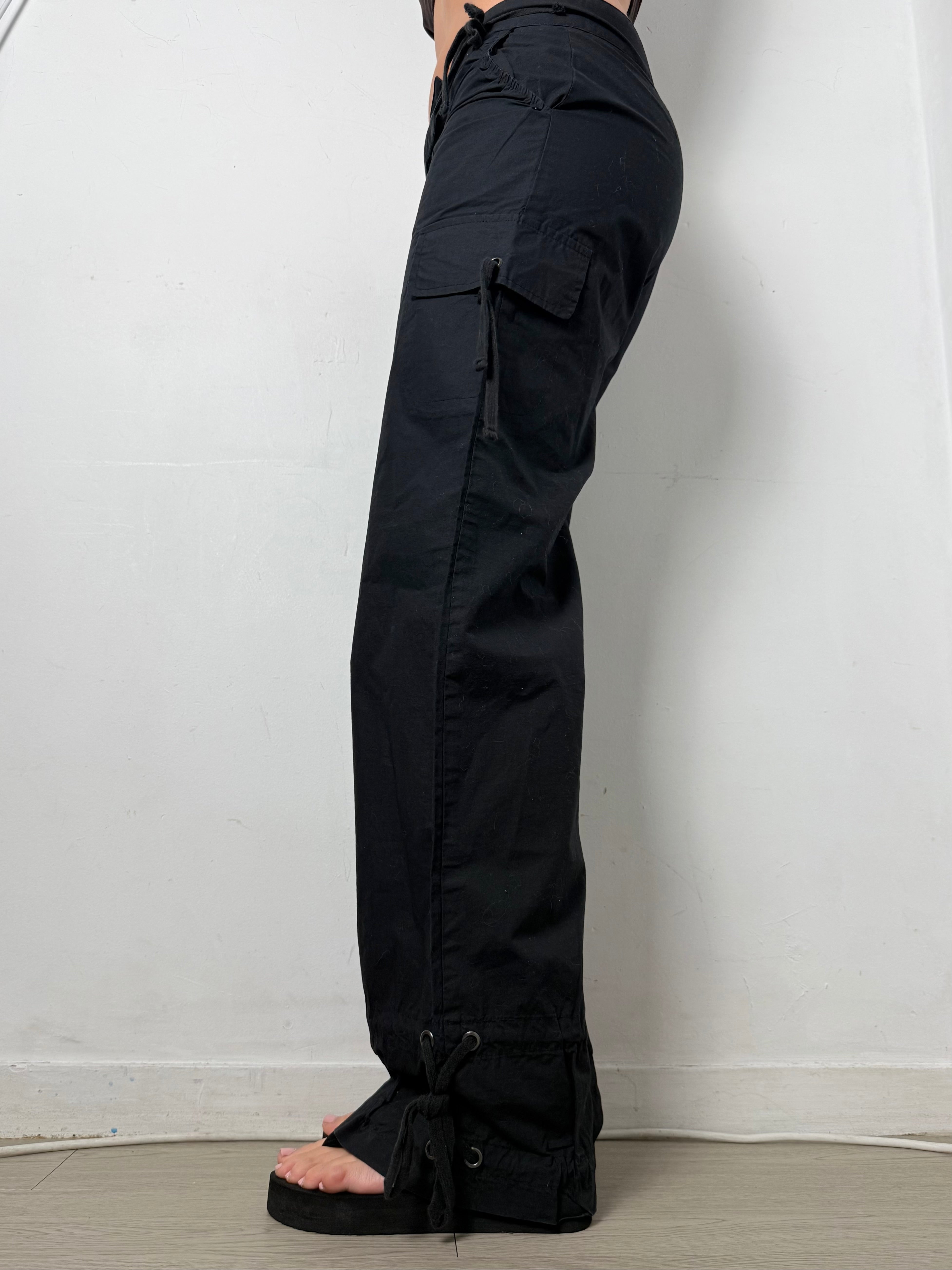 Black low rise baggy pants (S)