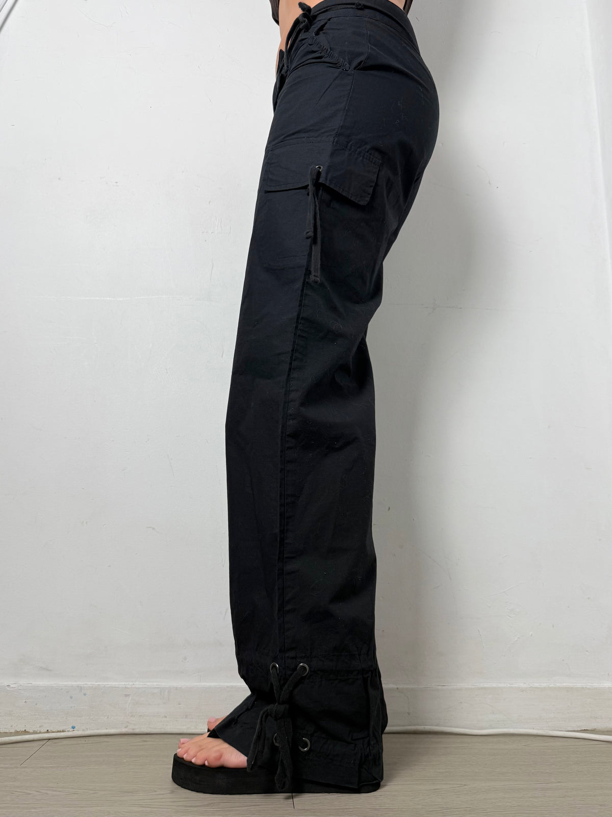 Black low rise baggy pants (S)