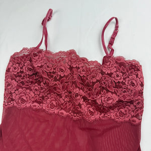 Red mesh floral bustier babydoll top (S/M)