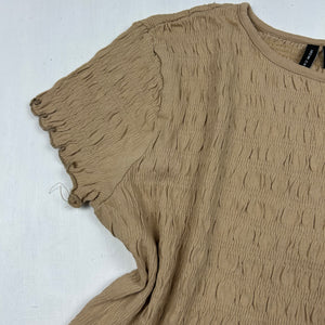 Beige ruched tee (M)