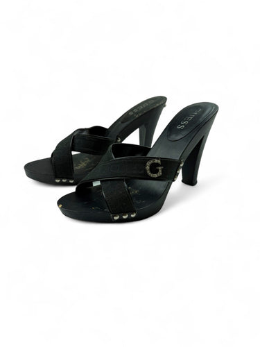 Black real leather mules heels (38)