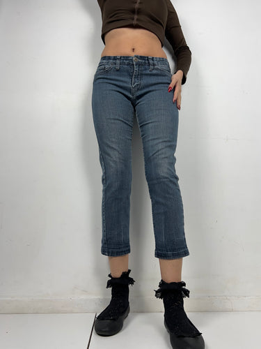 Blue denim 7/8 length denim pants (S)