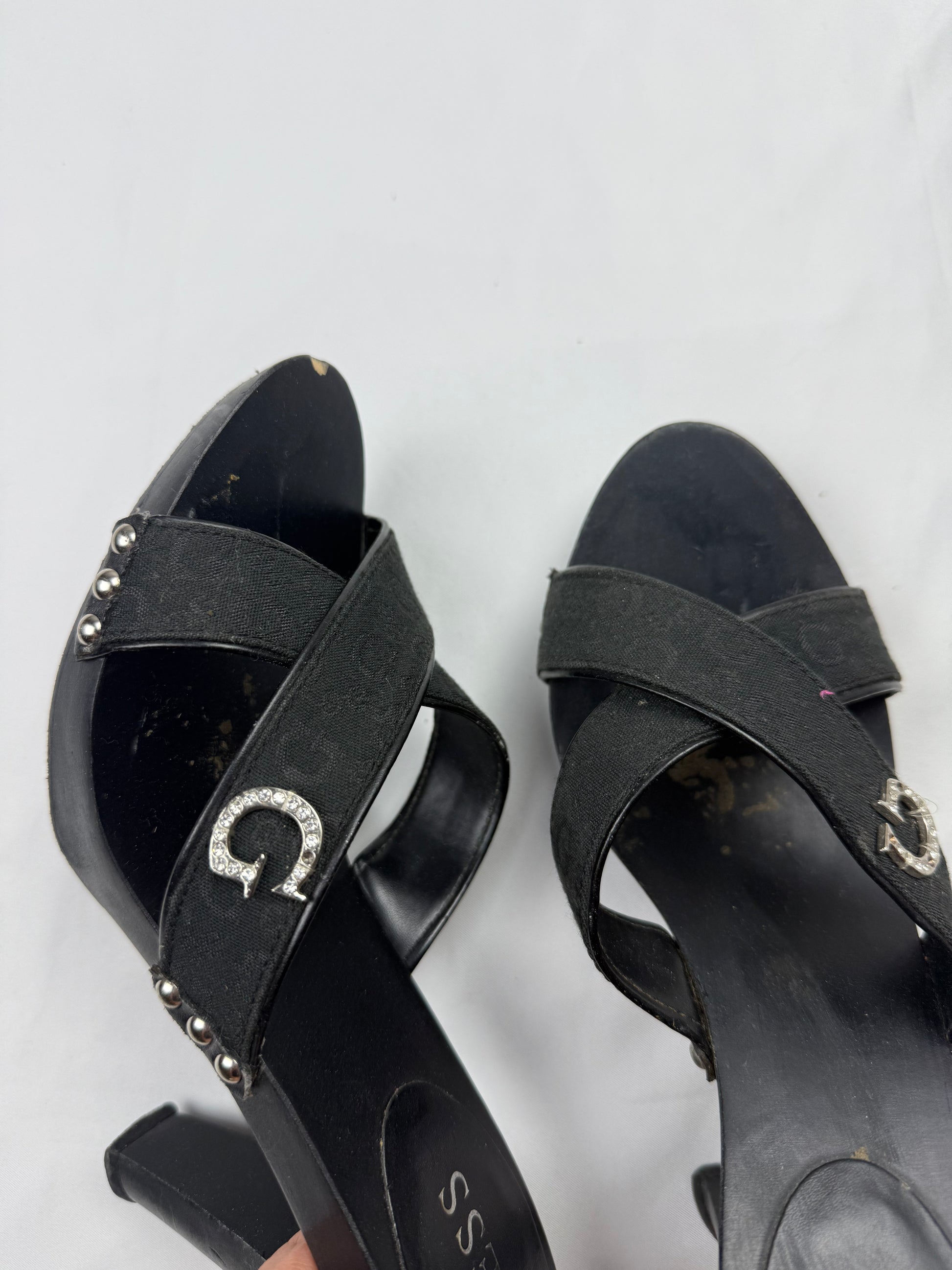 Black real leather mules heels (38)