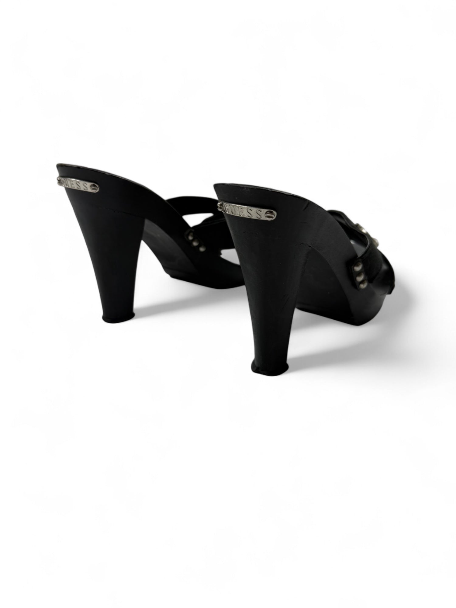 Black real leather mules heels (38)