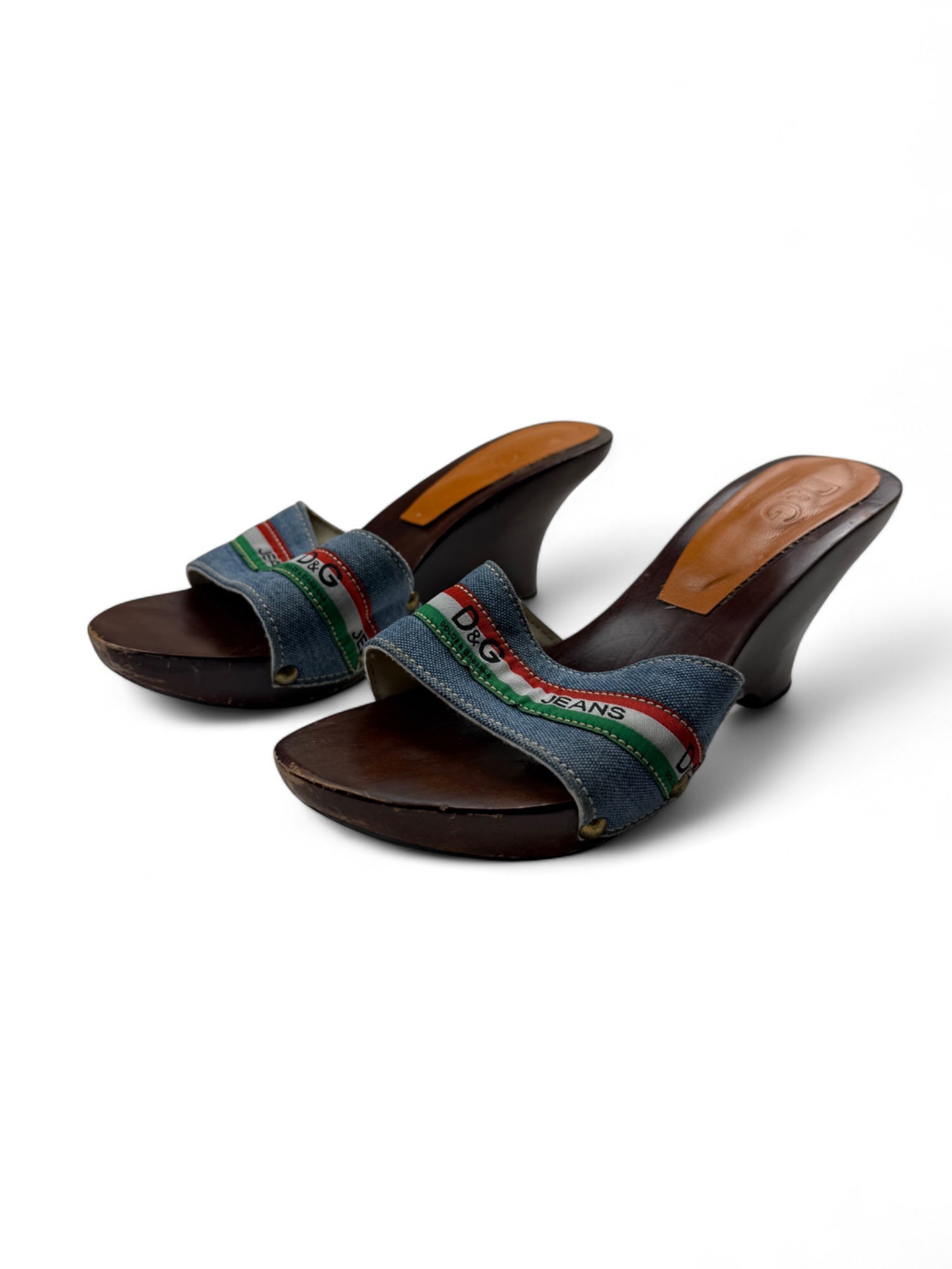 Denim clogs heels mules (37.5)