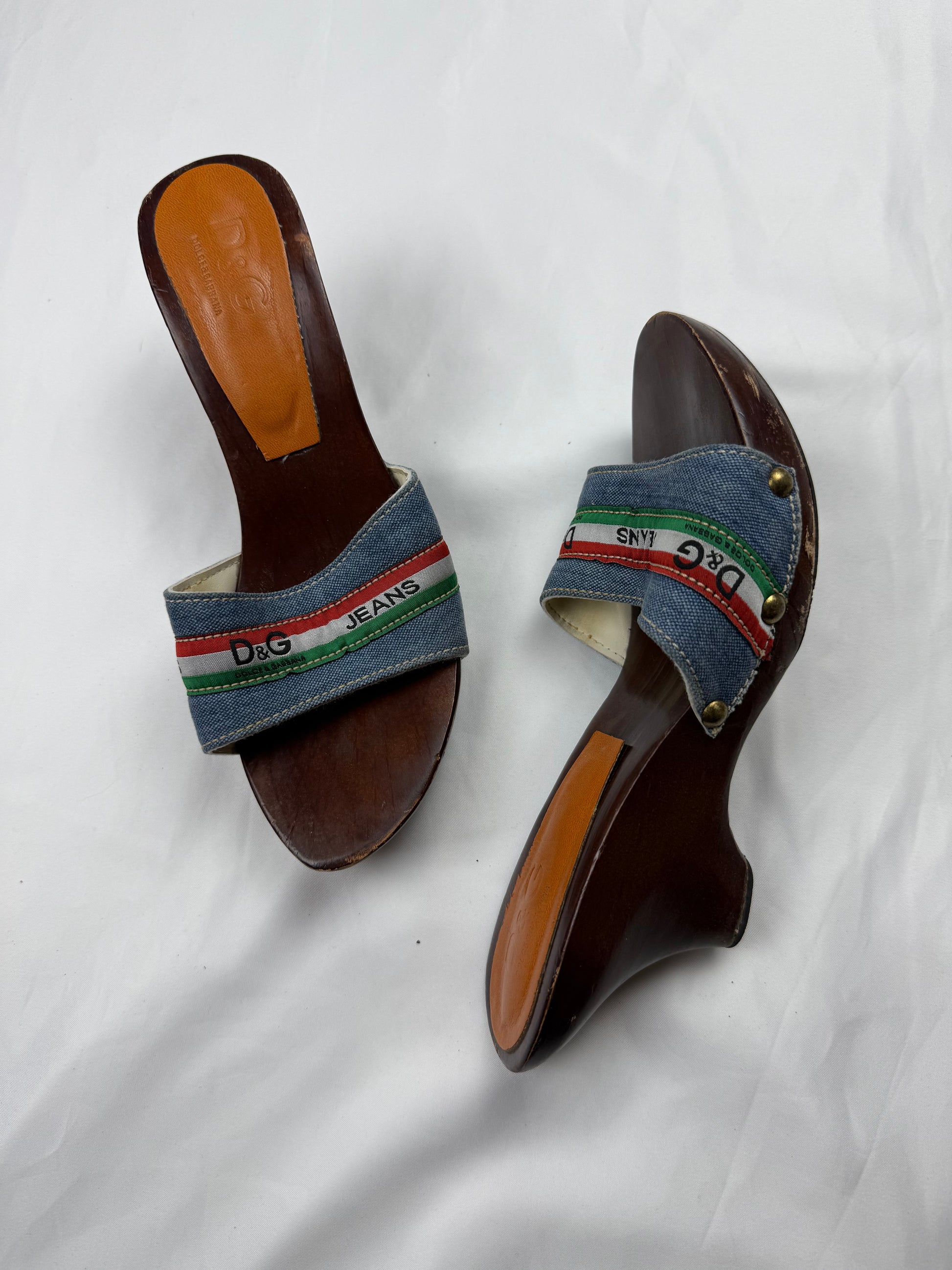 Denim clogs heels mules (37.5)