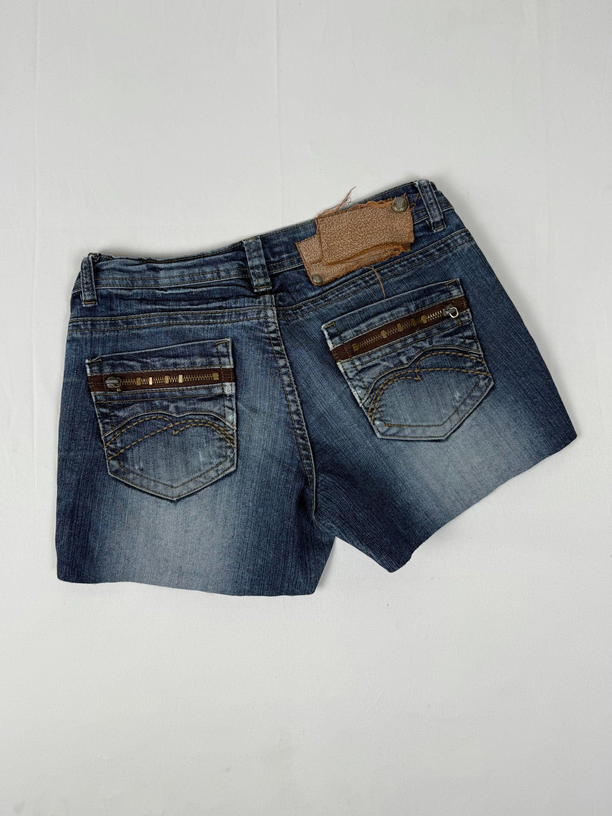 Blue denim low rise mini short (S)