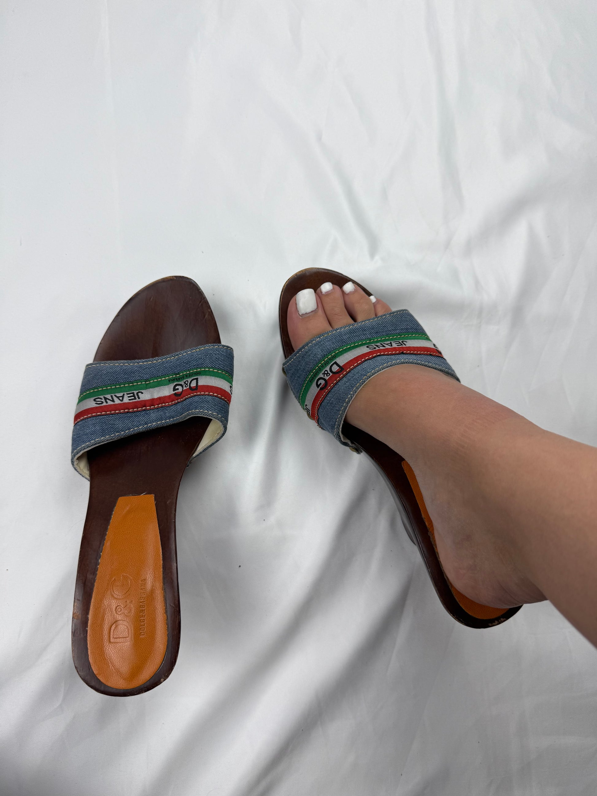 Denim clogs heels mules (37.5)