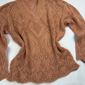 Crochet nude pink knitted jumper (M)