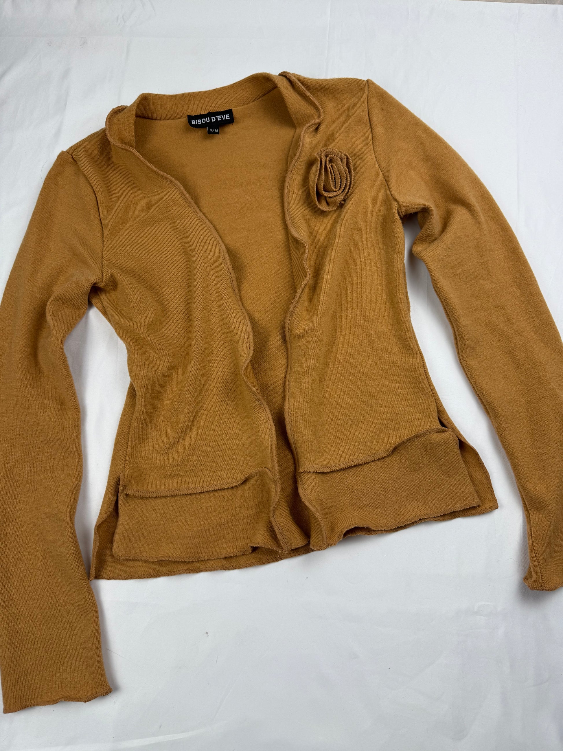Beige mustard cardigan jumper (S)