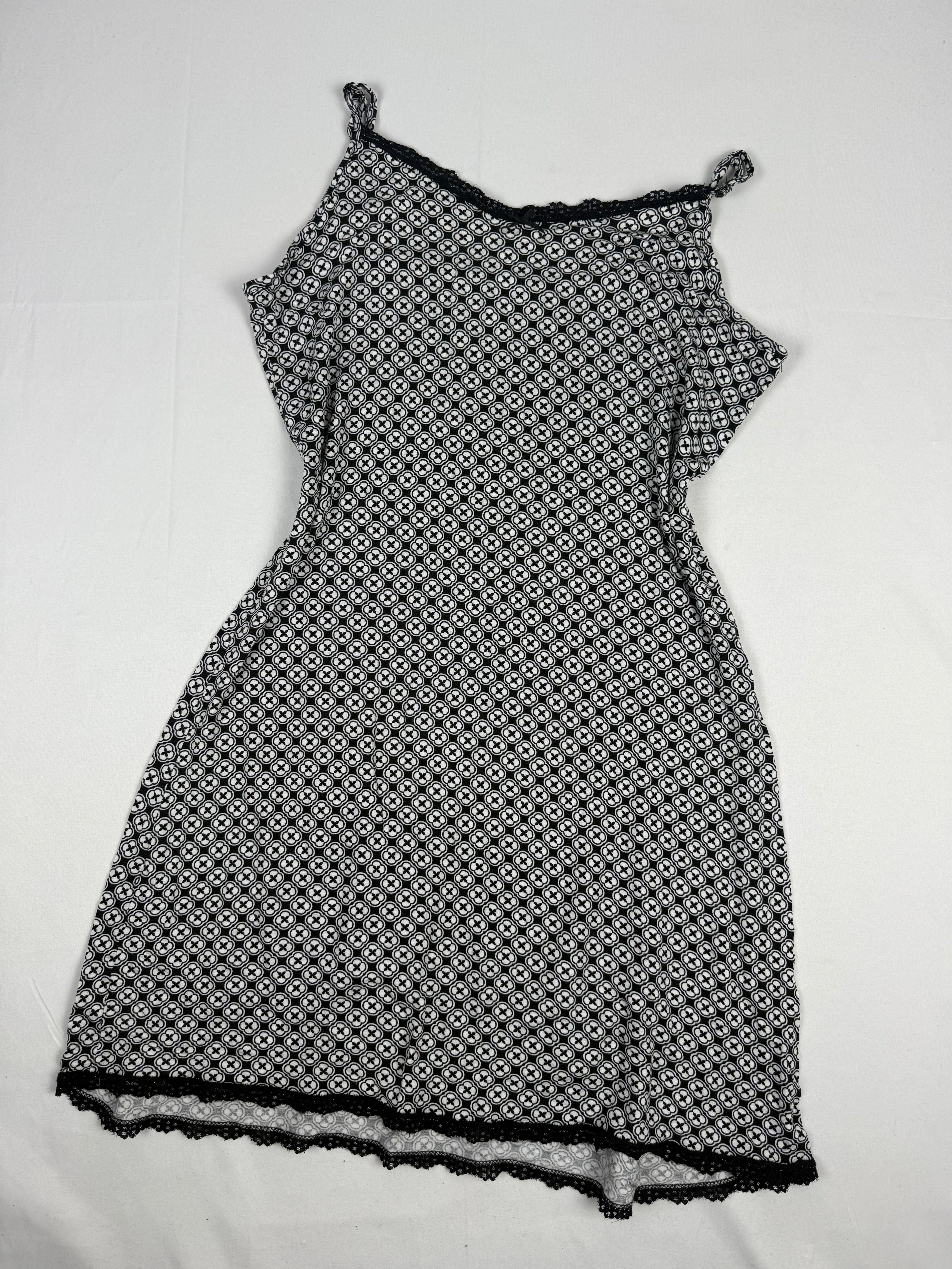 Grey graphic lycra babydoll mini dress (XL)
