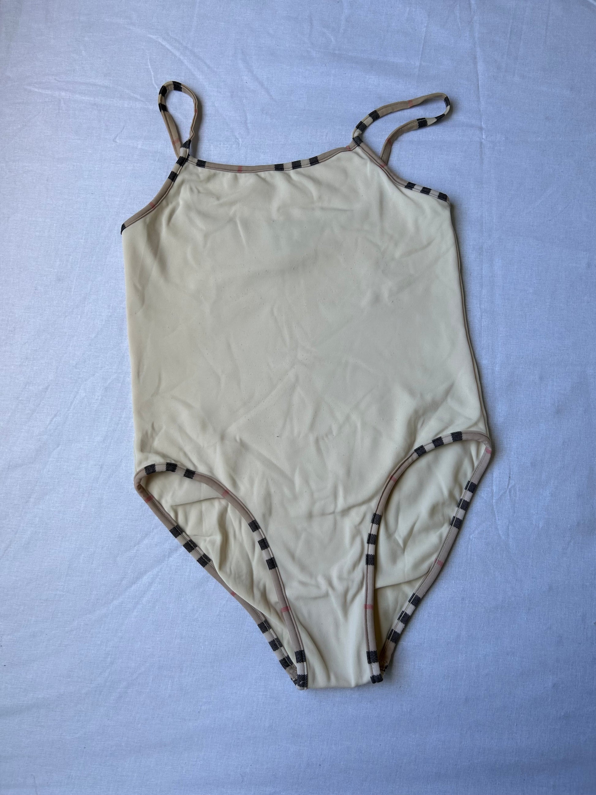 White cream & nova check swimsuit body (XS)