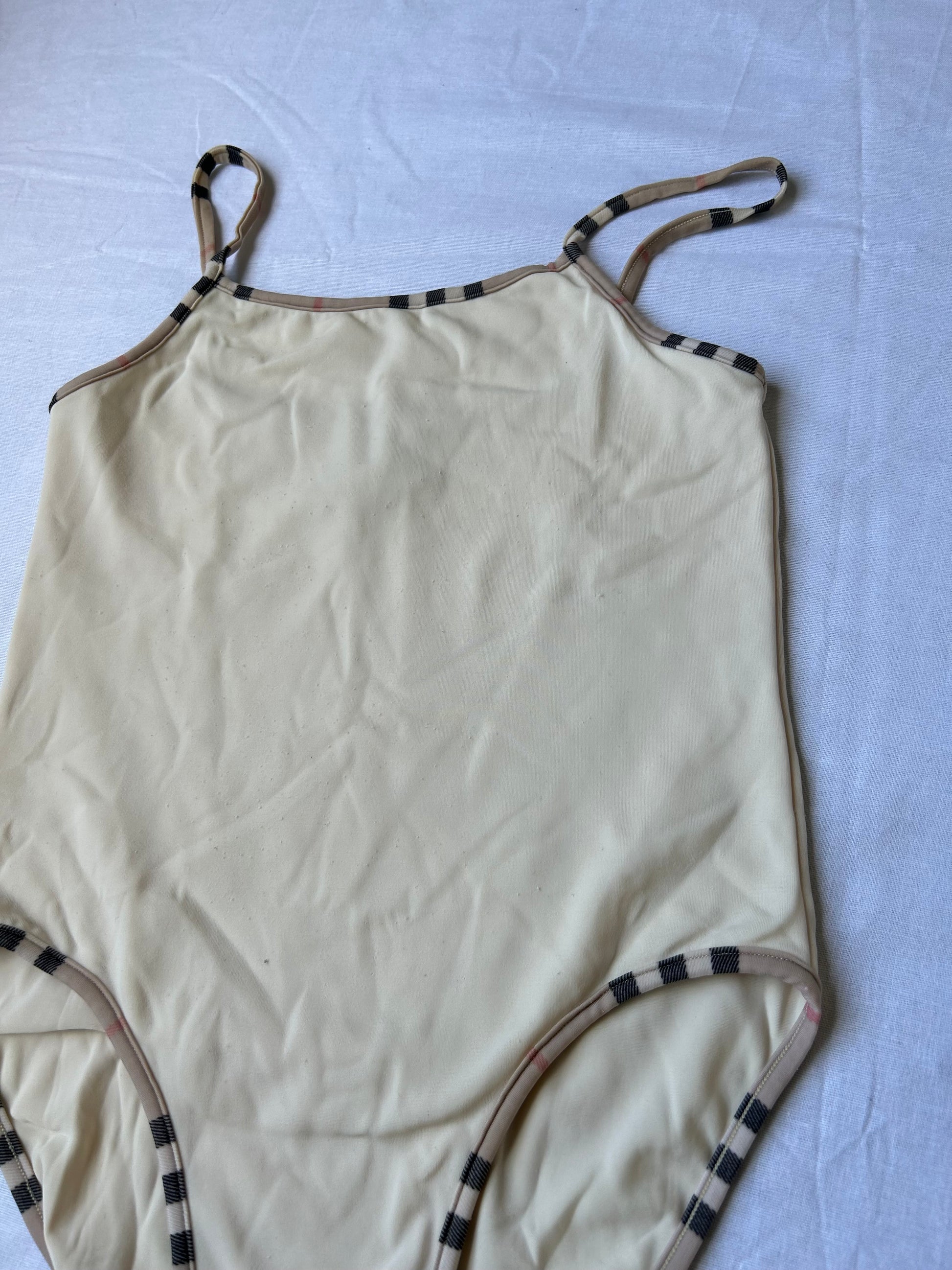 White cream & nova check swimsuit body (XS)