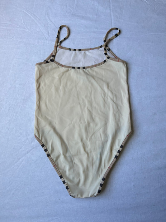 White cream & nova check swimsuit body (XS)