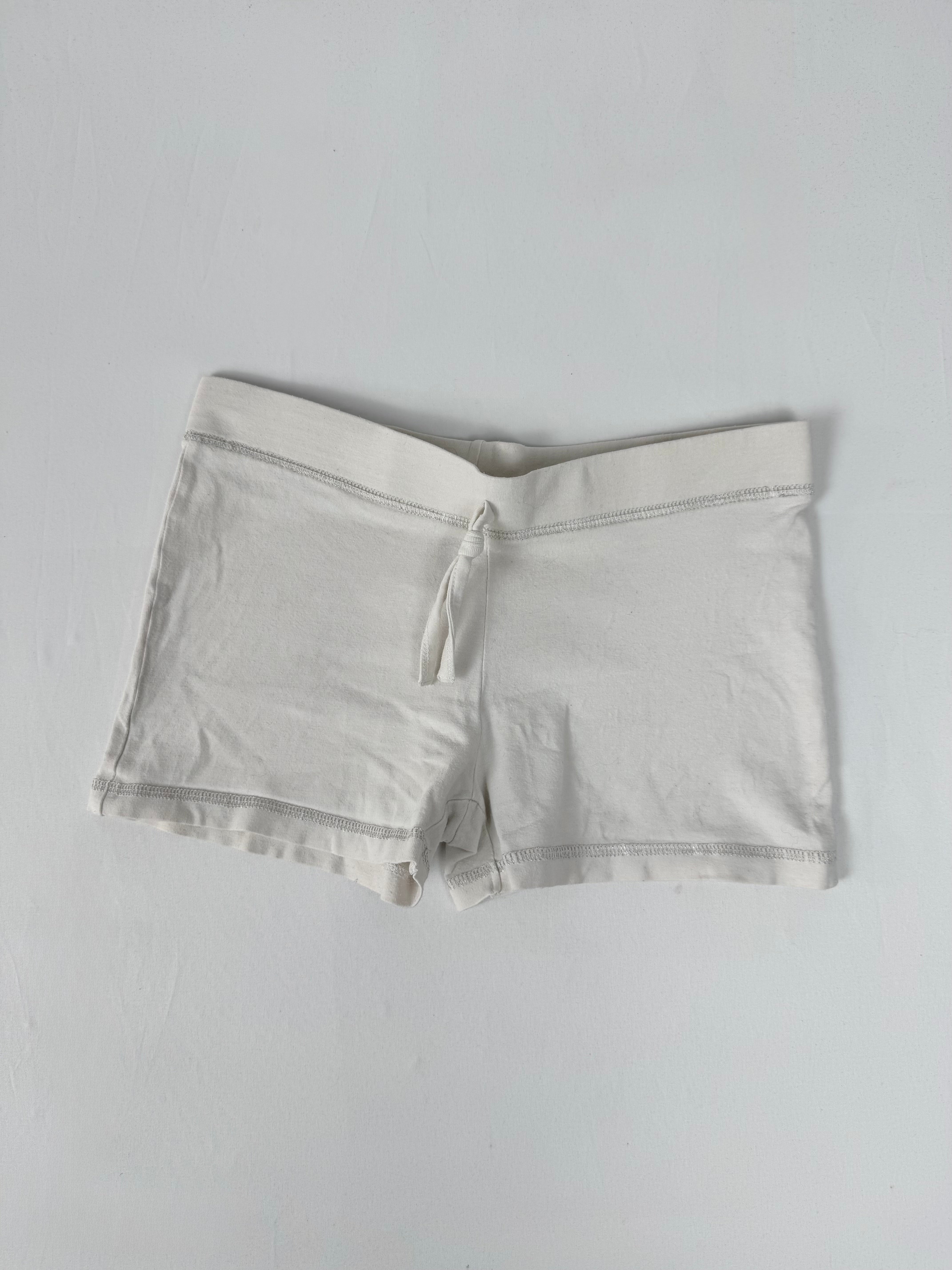 White stretchy activewear low rise mini short (S)