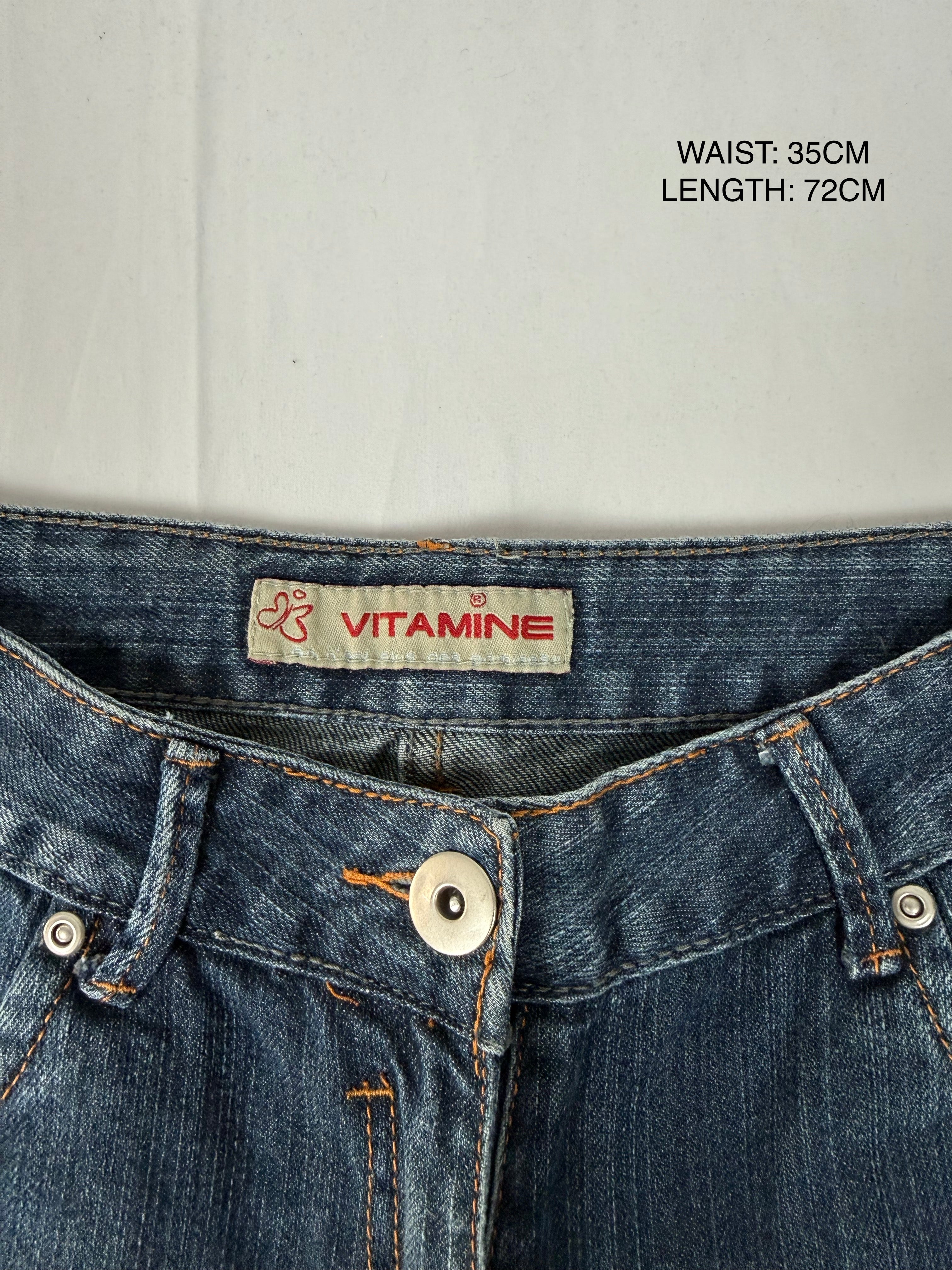 Blue denim low rise capri pants (XS)