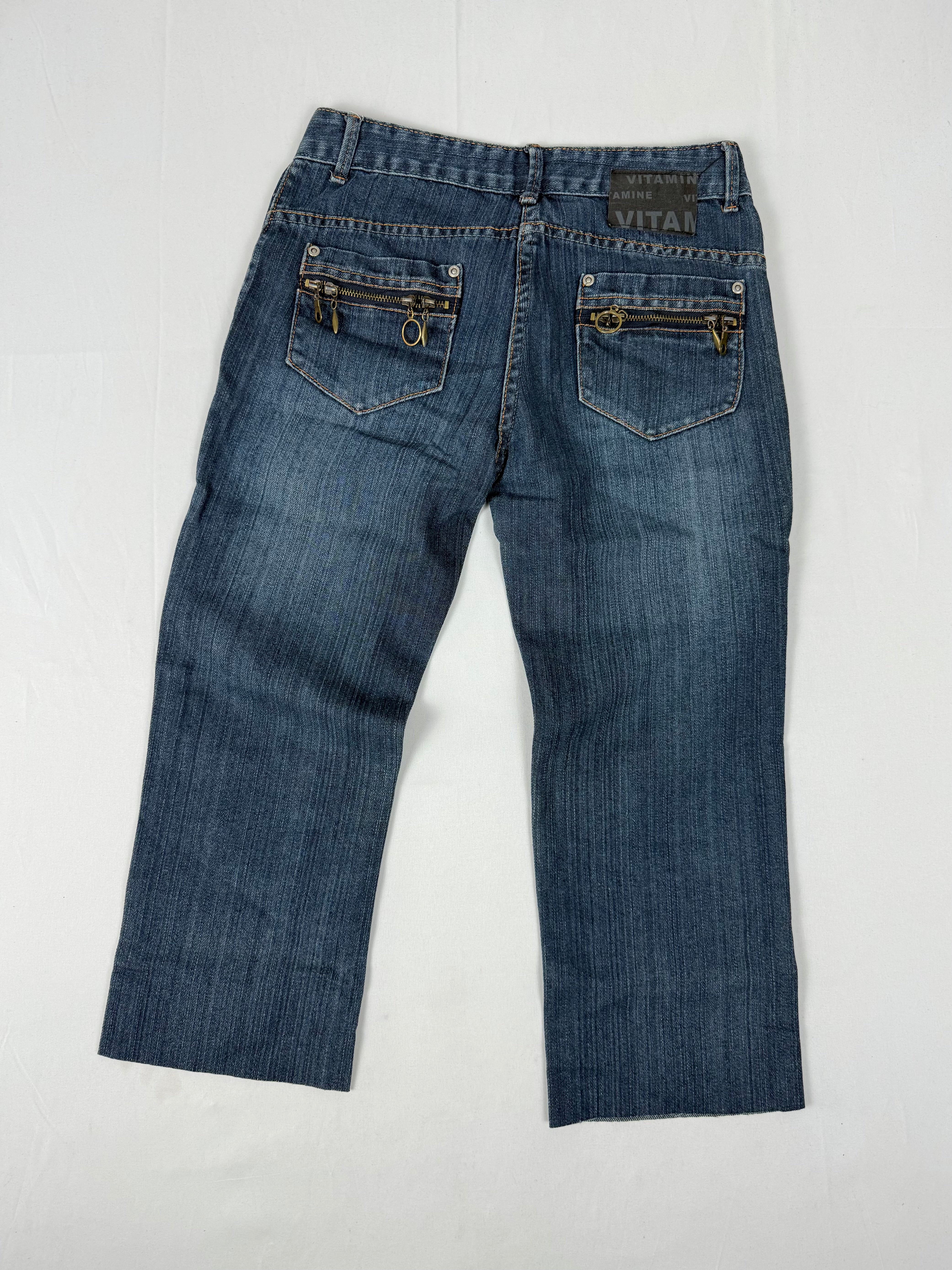 Blue denim low rise capri pants (XS)
