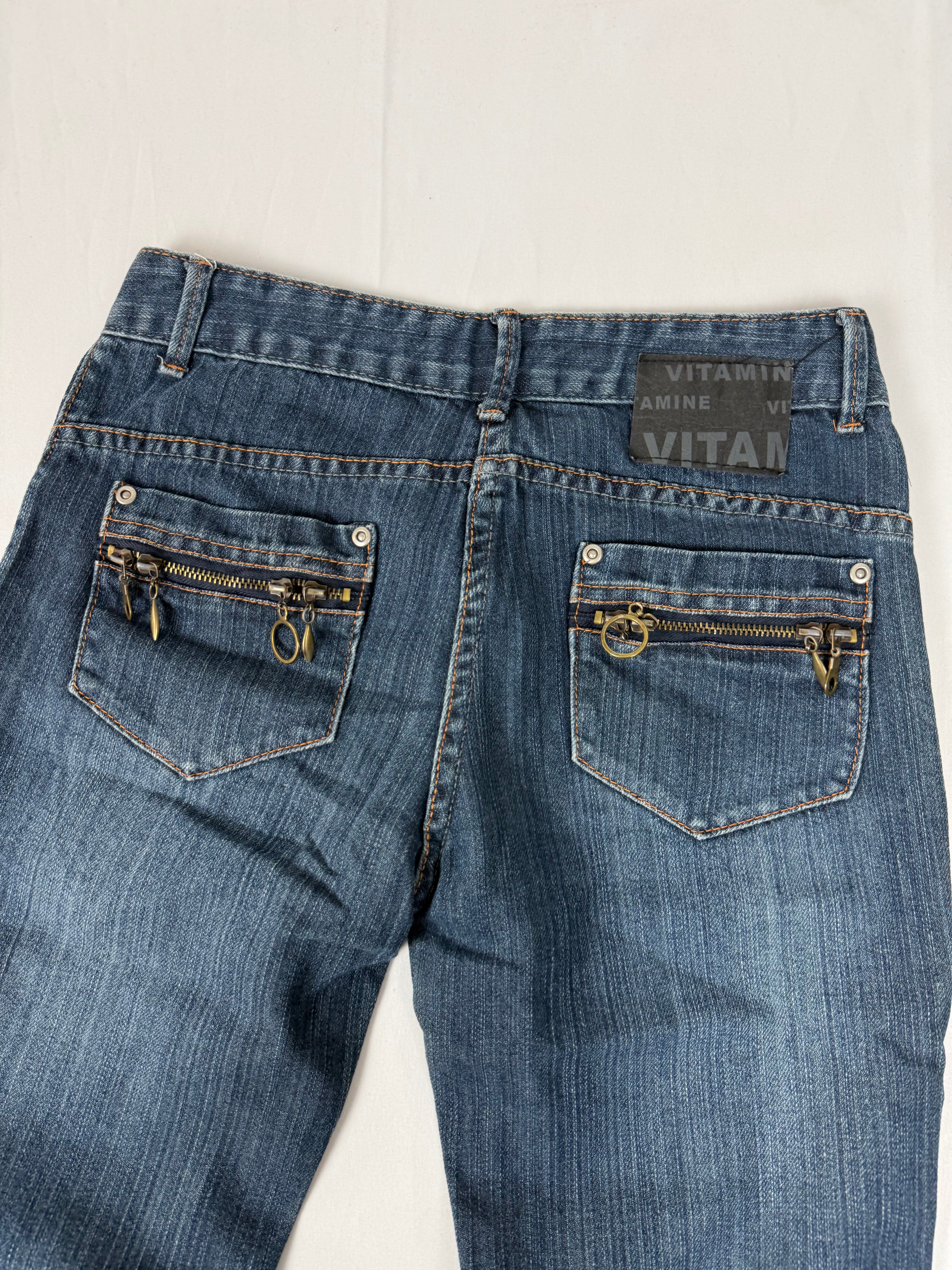 Blue denim low rise capri pants (XS)