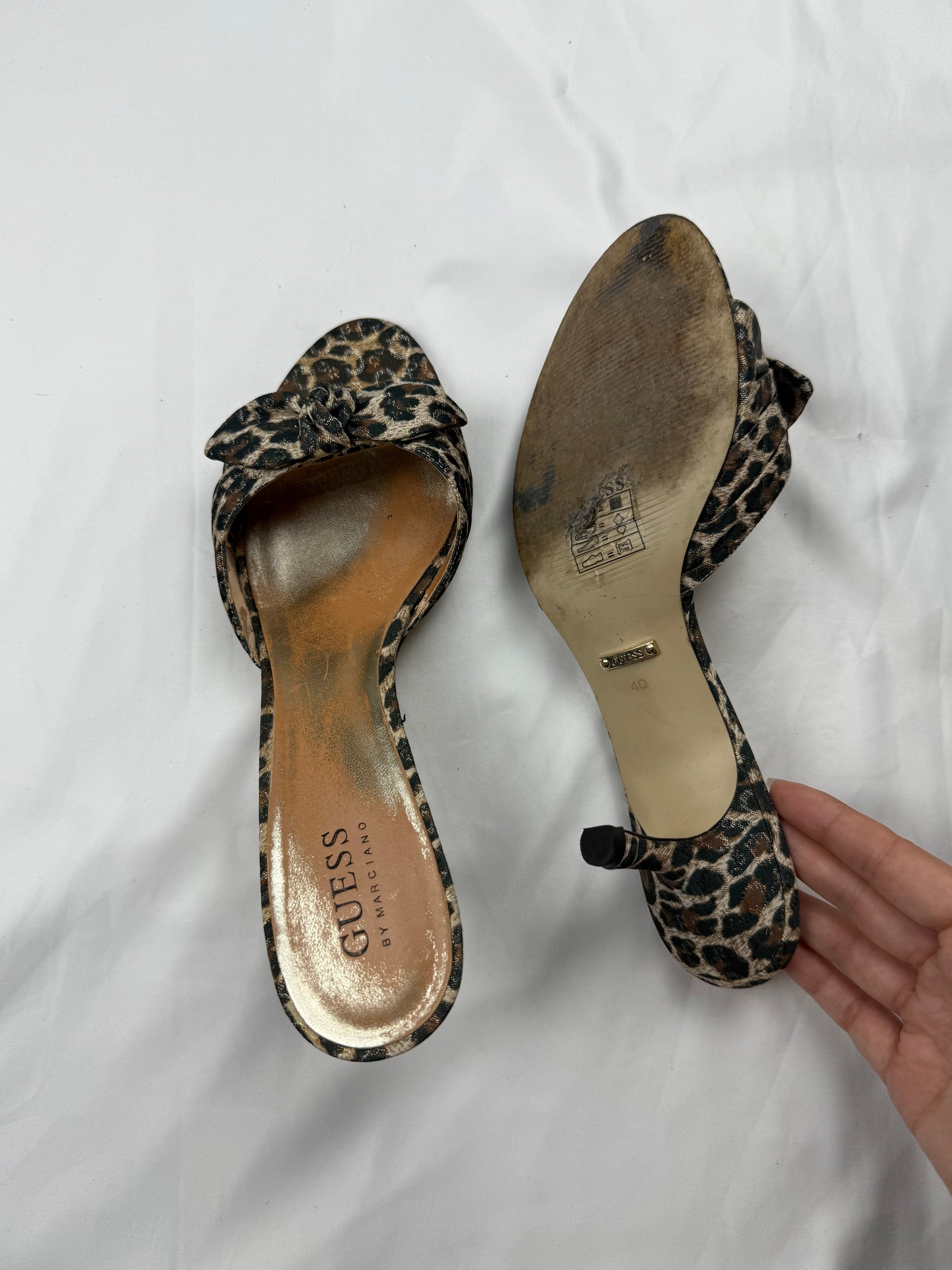 Panther leather kitten heels mules (40)