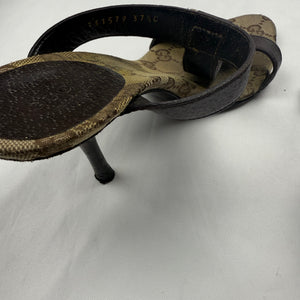 Brown leather monogram mules heels (37.5/38)