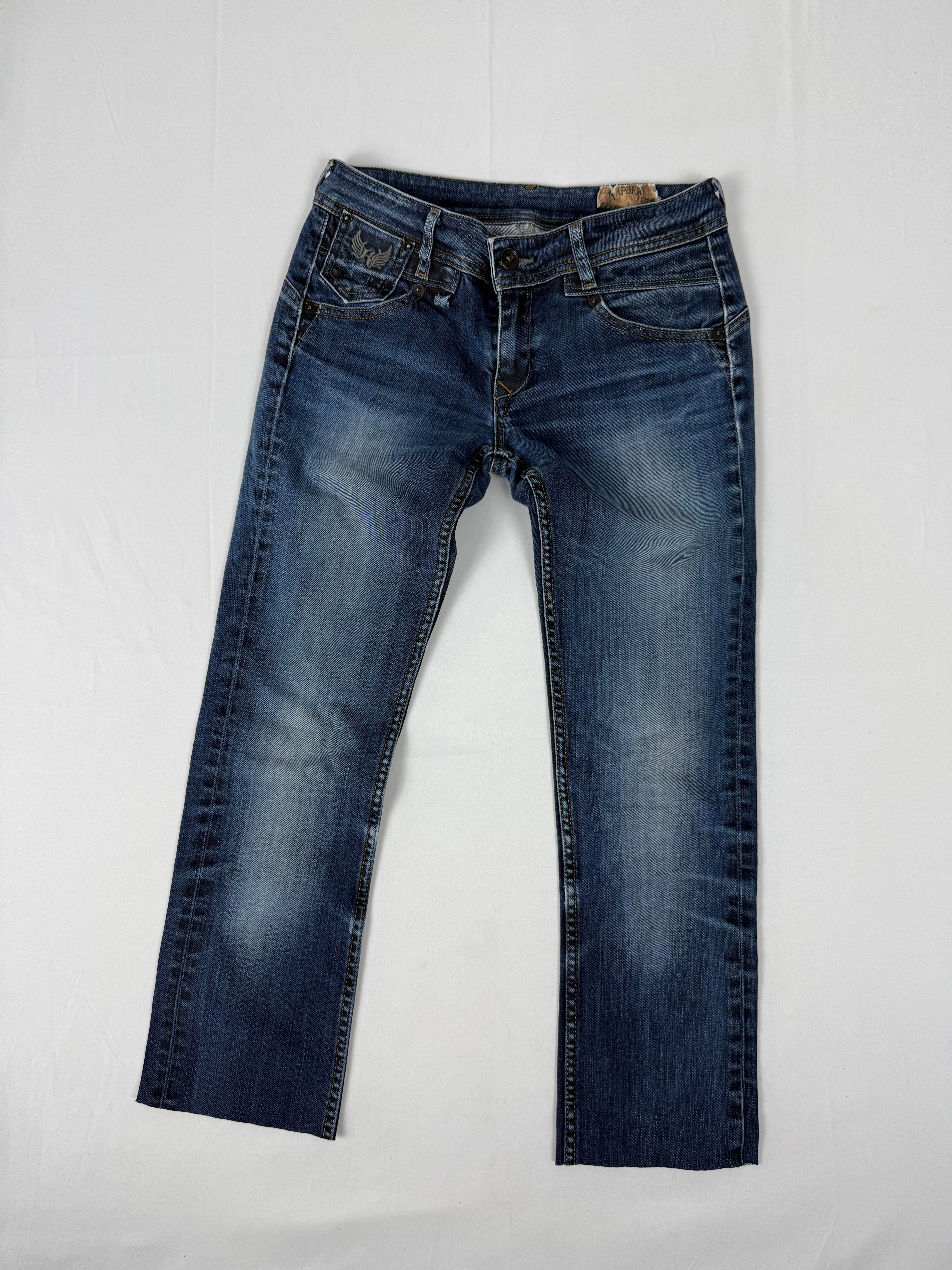 Navy denim low rise capri pants (XS)