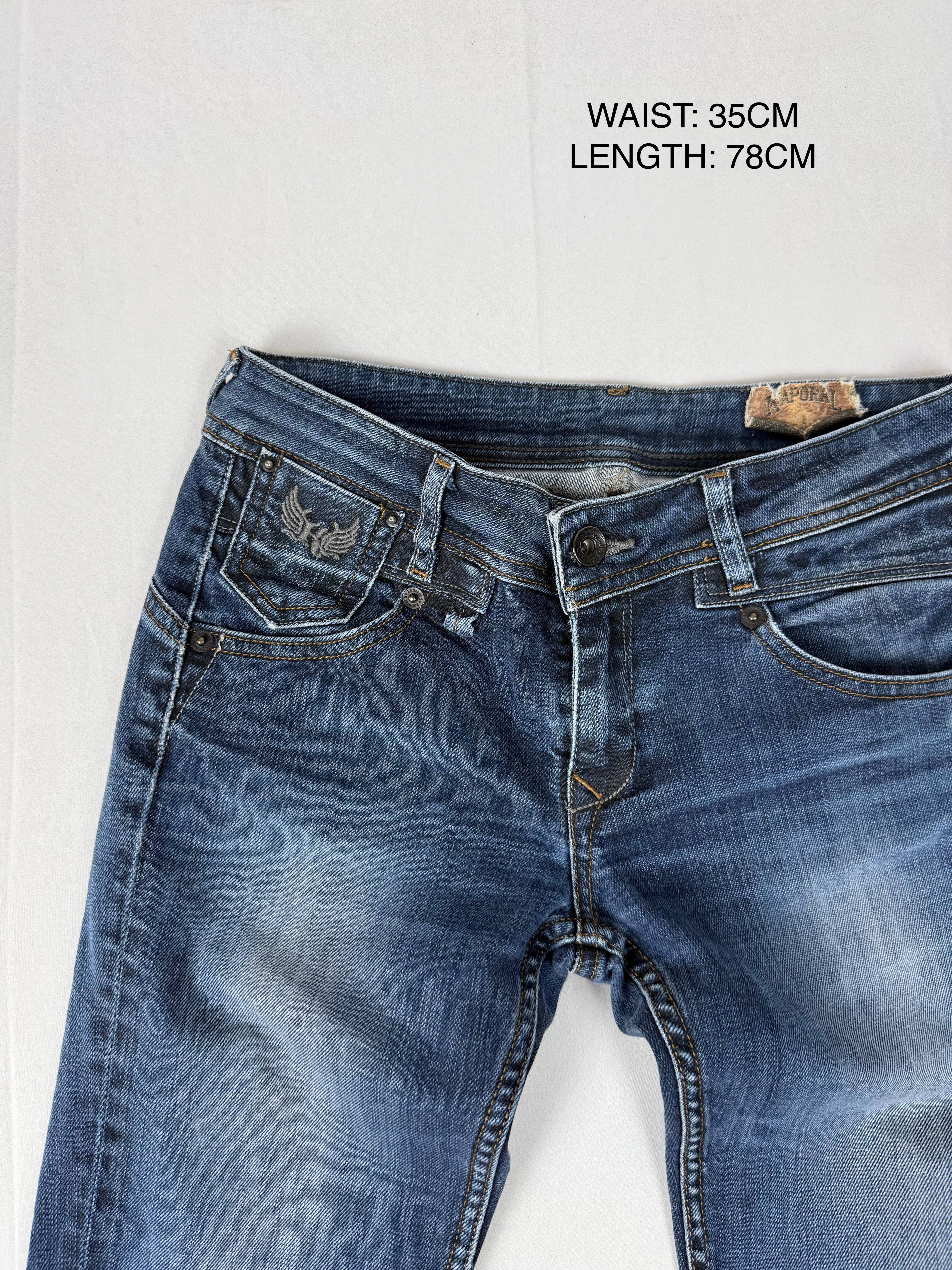 Navy denim low rise capri pants (XS)