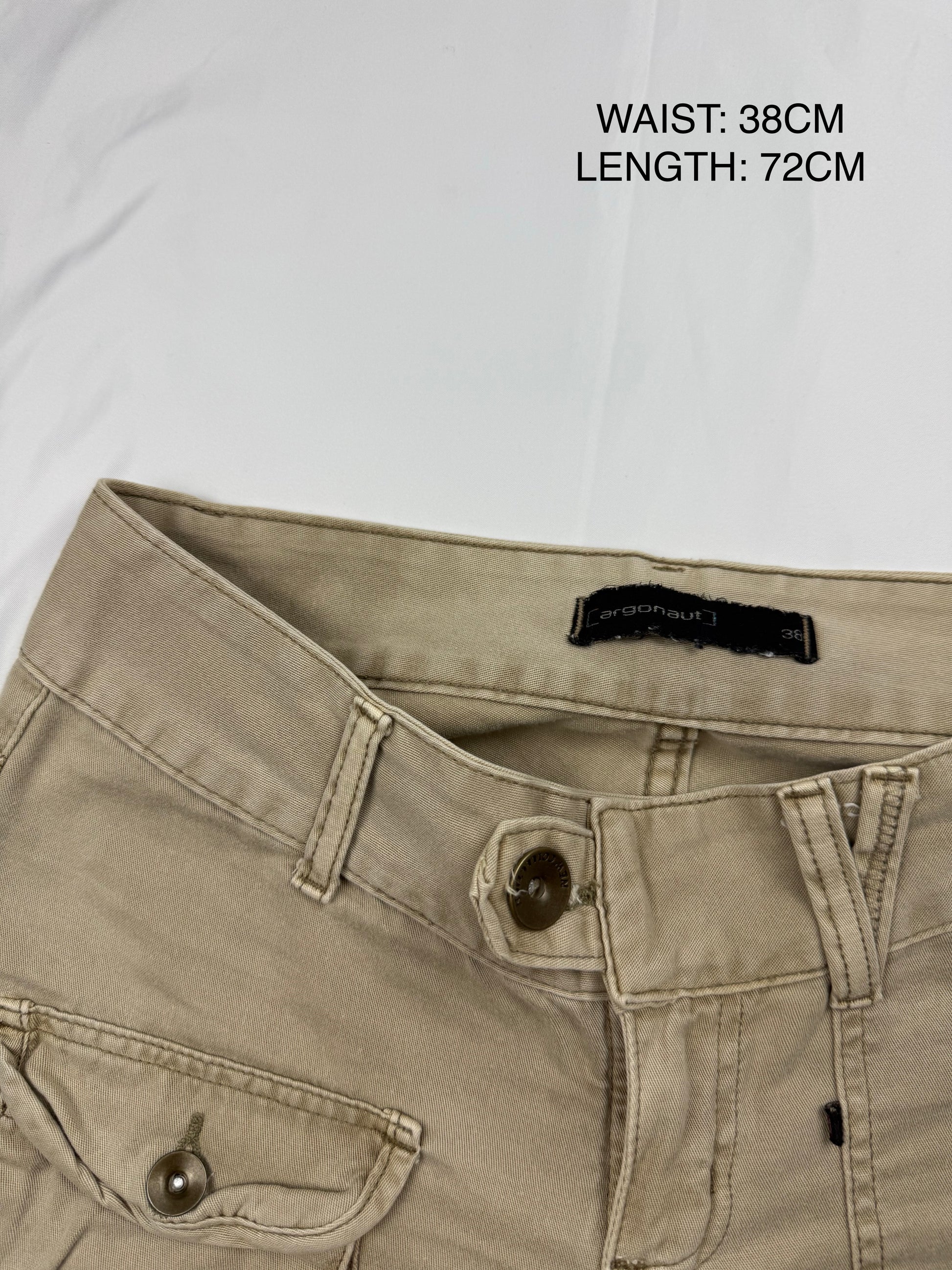 Beige cotton low rise utility capri pants (S)