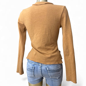Beige mustard cardigan jumper (S)