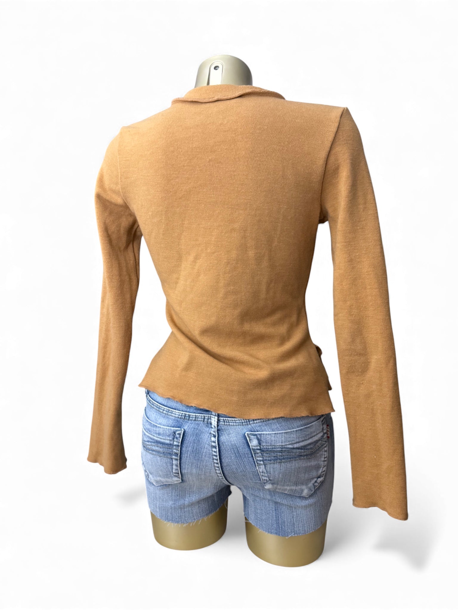Beige mustard cardigan jumper (S)