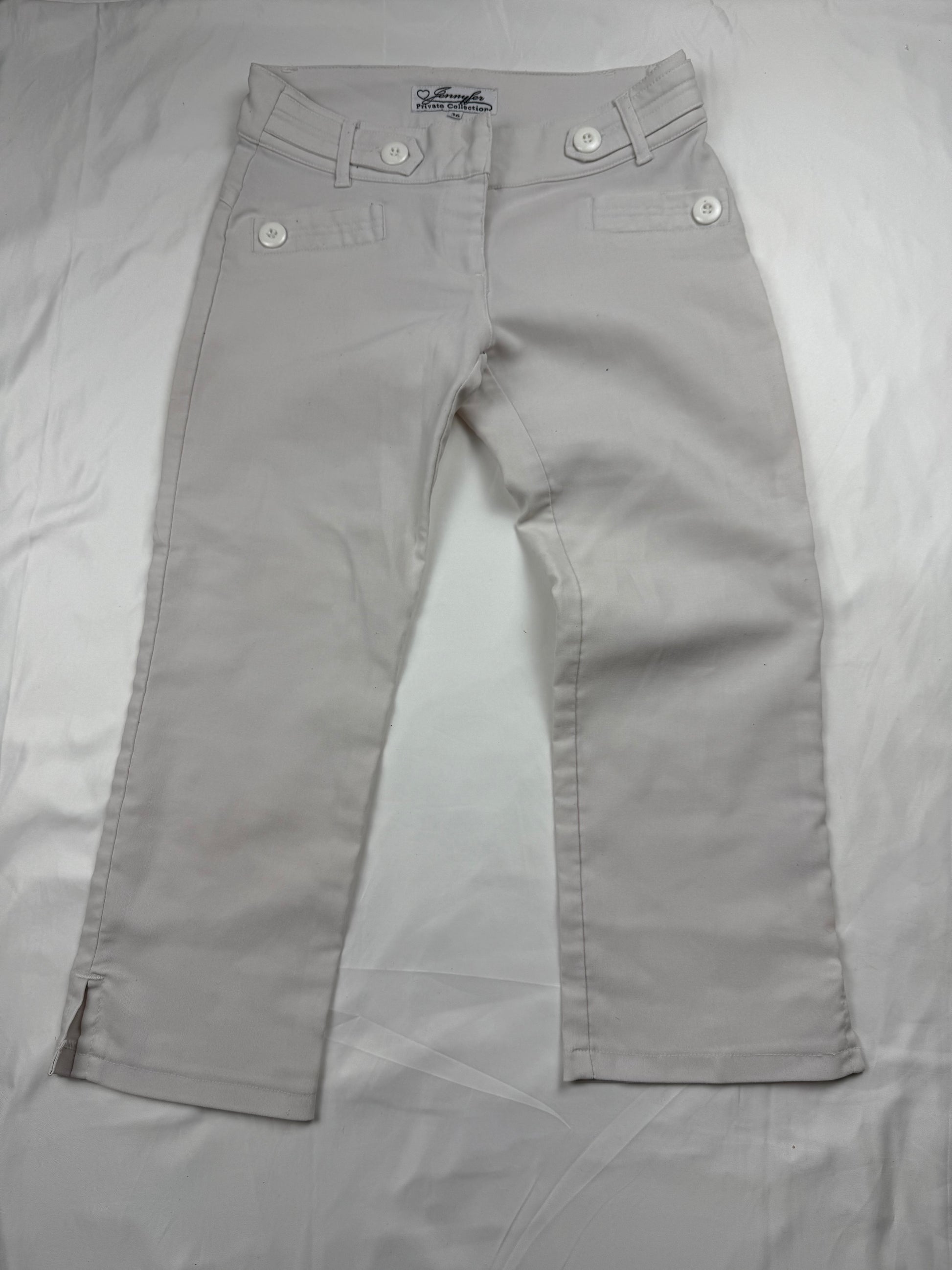 White low rise stretchy capri pants (S)