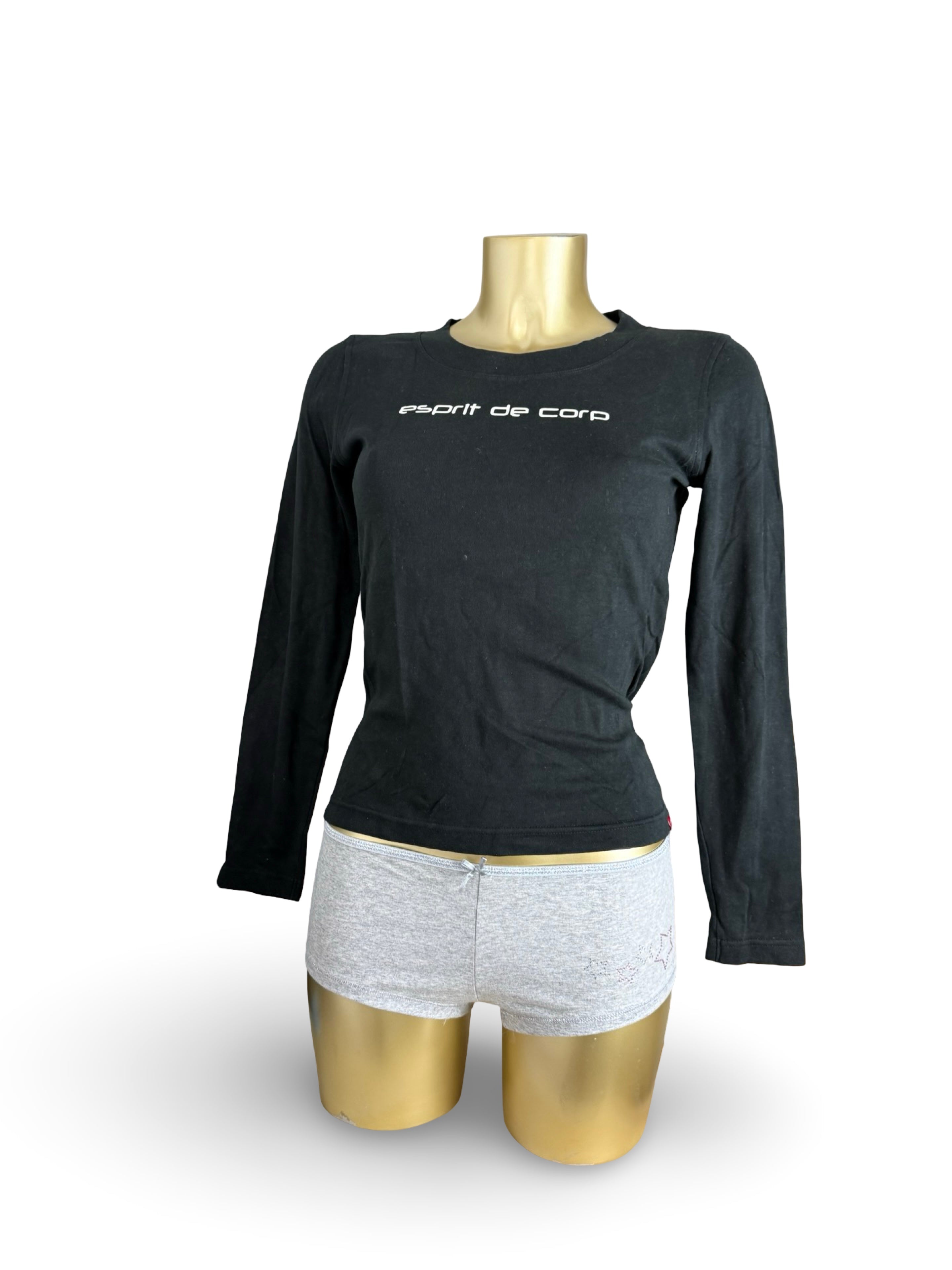 Black stretchy cotton long sleeves top (M)