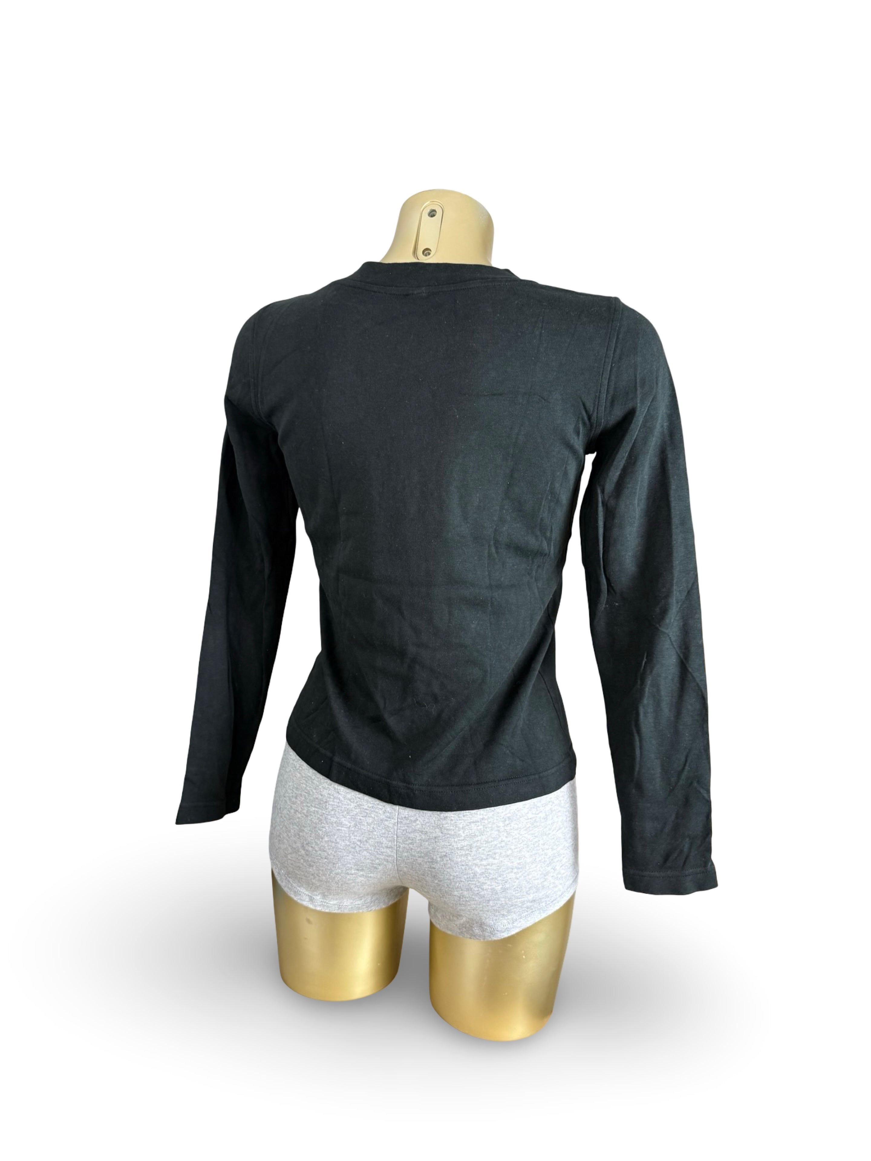 Black stretchy cotton long sleeves top (M)
