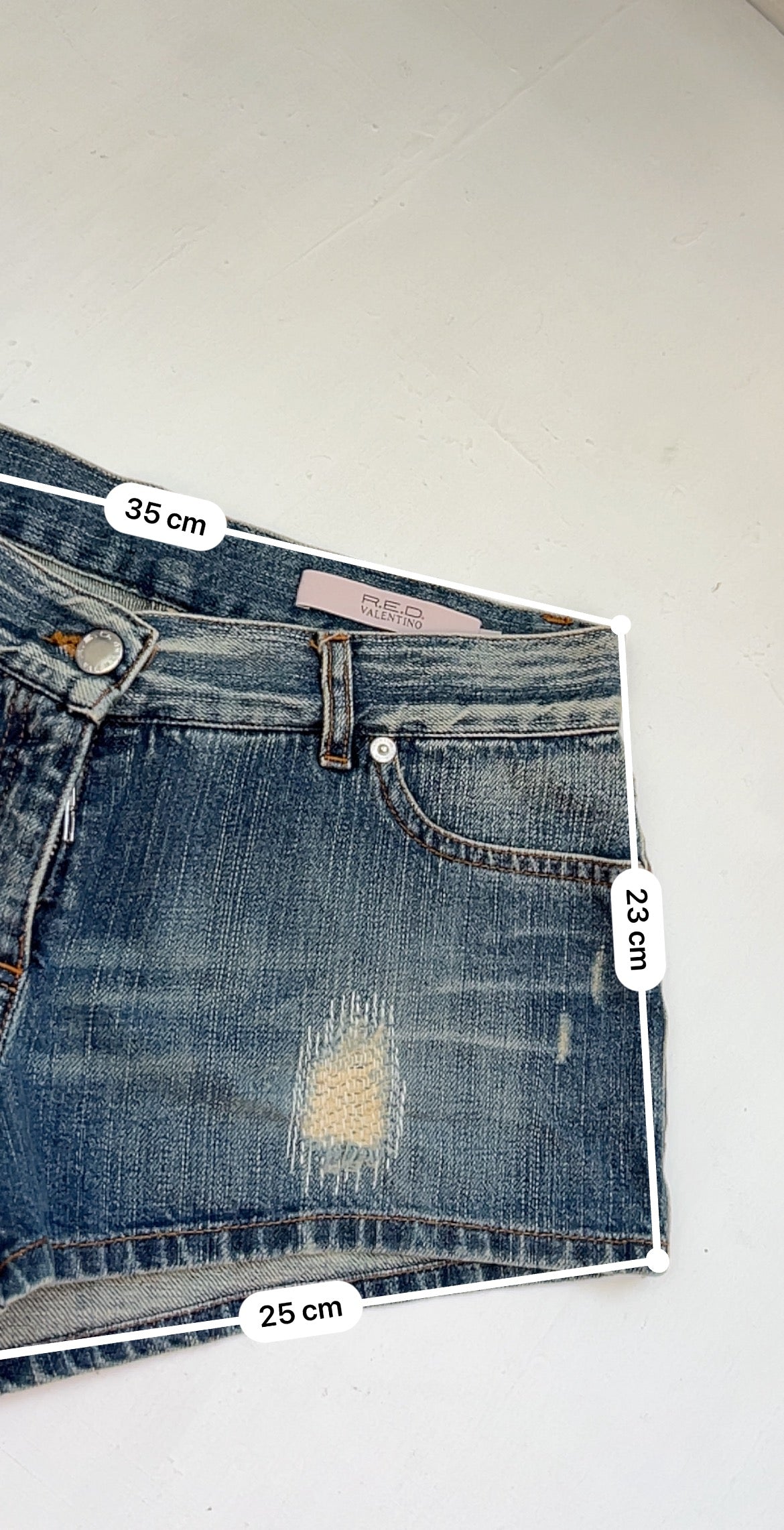 Navy blue denim low rise mini short (S)