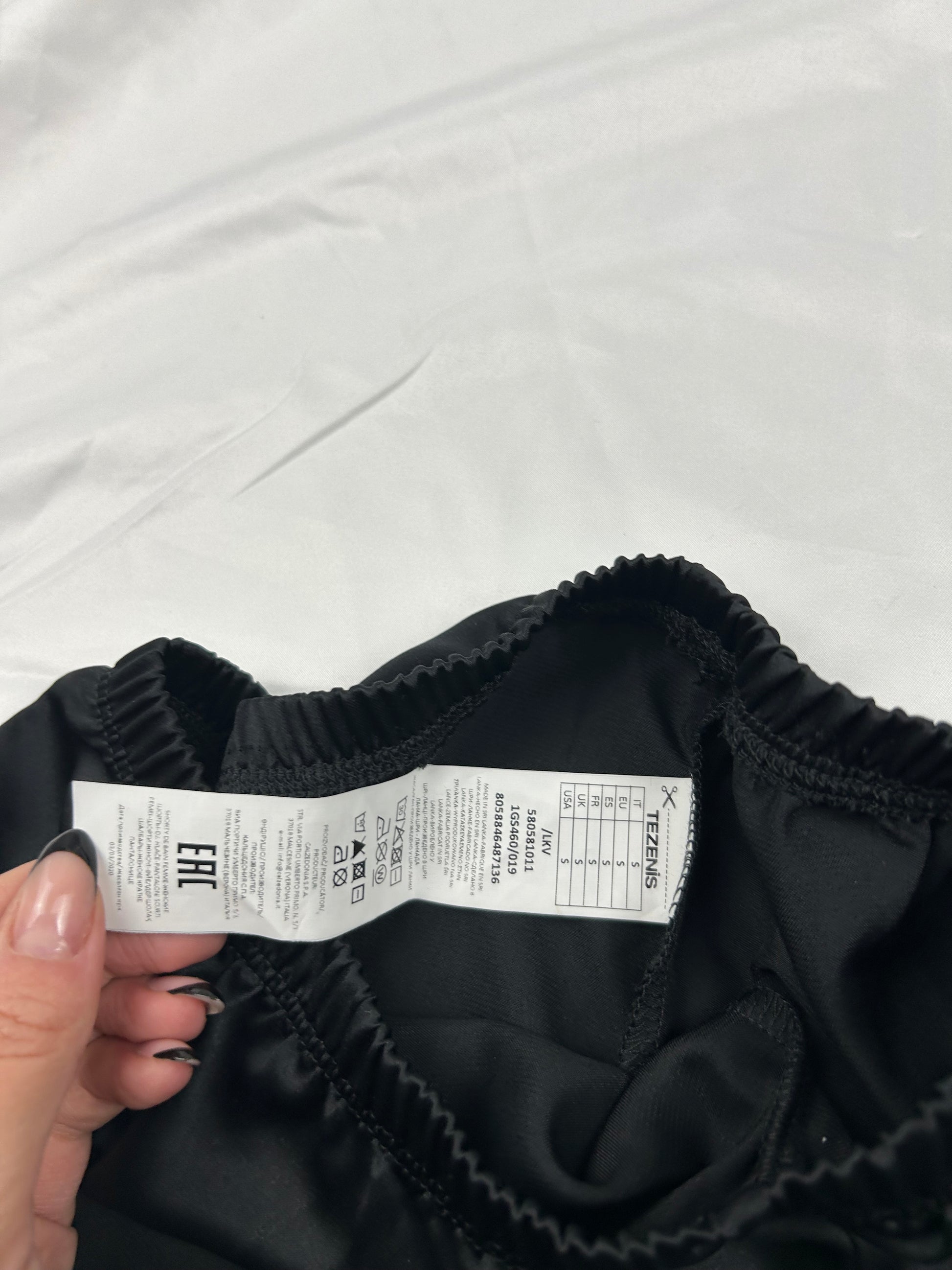 Black satin lingerie mini short (S)