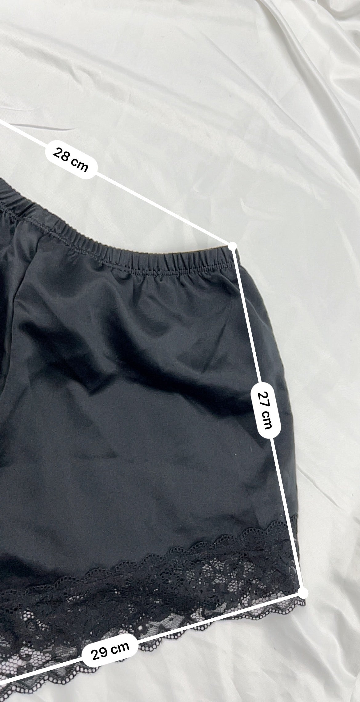 Black satin lingerie mini short (S)