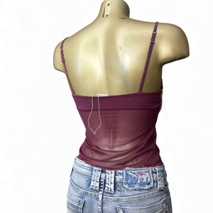 Purple mesh floral bustier babydoll top (S)
