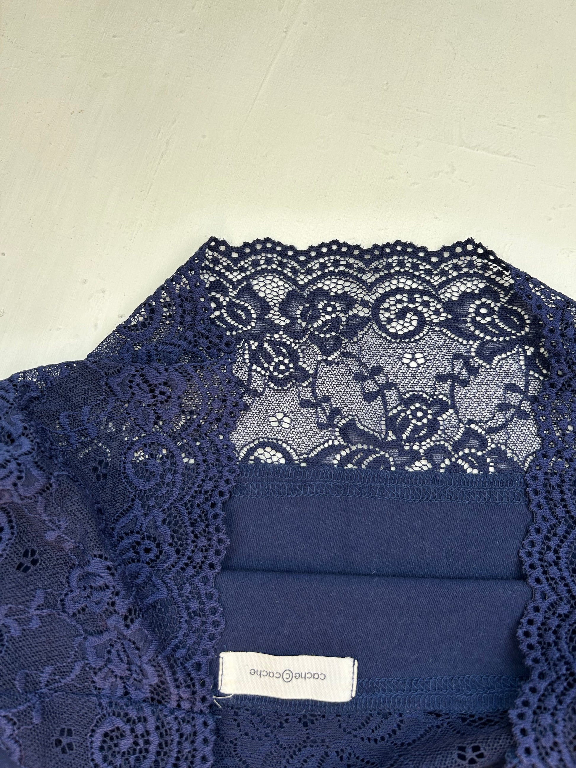 Office siren cotton lace bardot neck tee (M)
