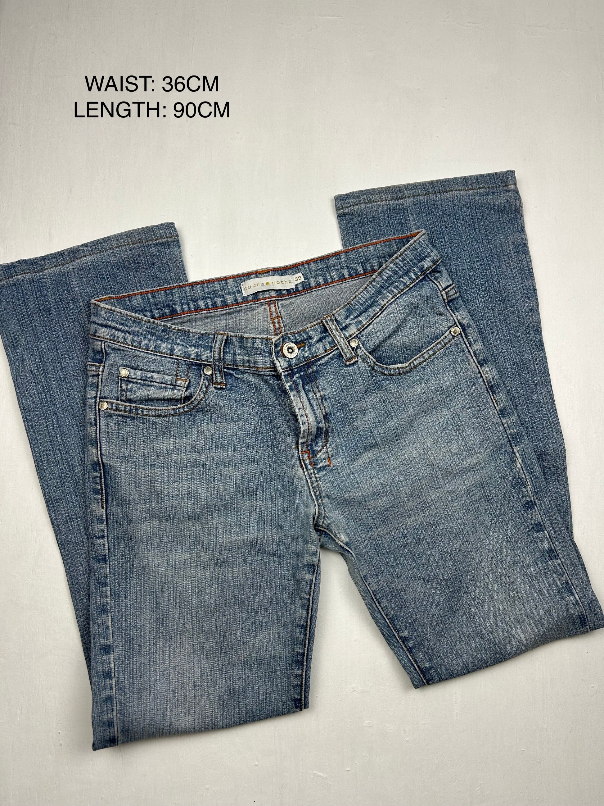 Blue denim low rise bootcut pants (S)