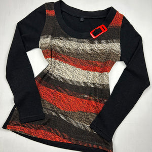 Striped black & orange bicolore jumper (M)