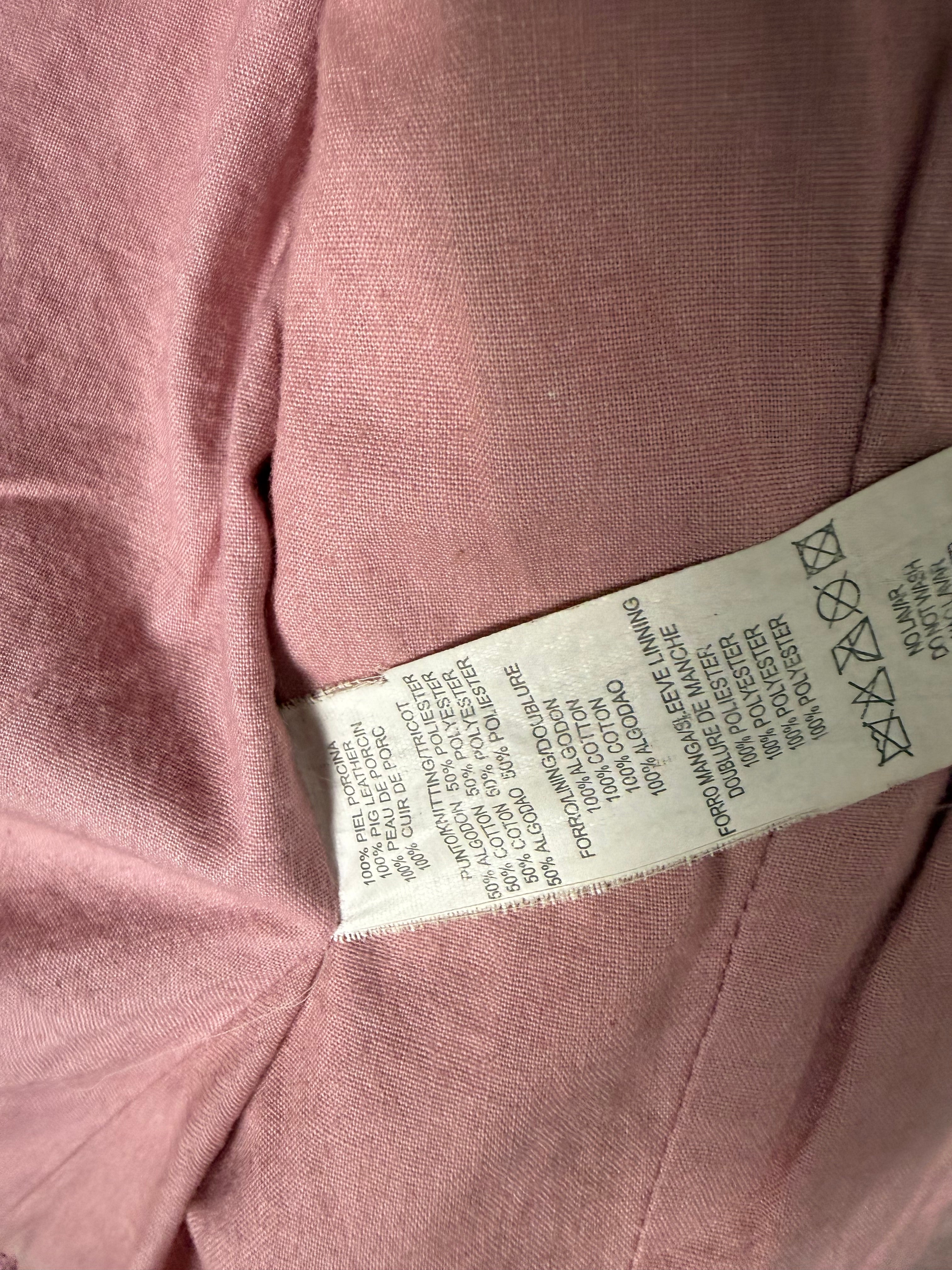 Pink real suede leather biker jacket (M)