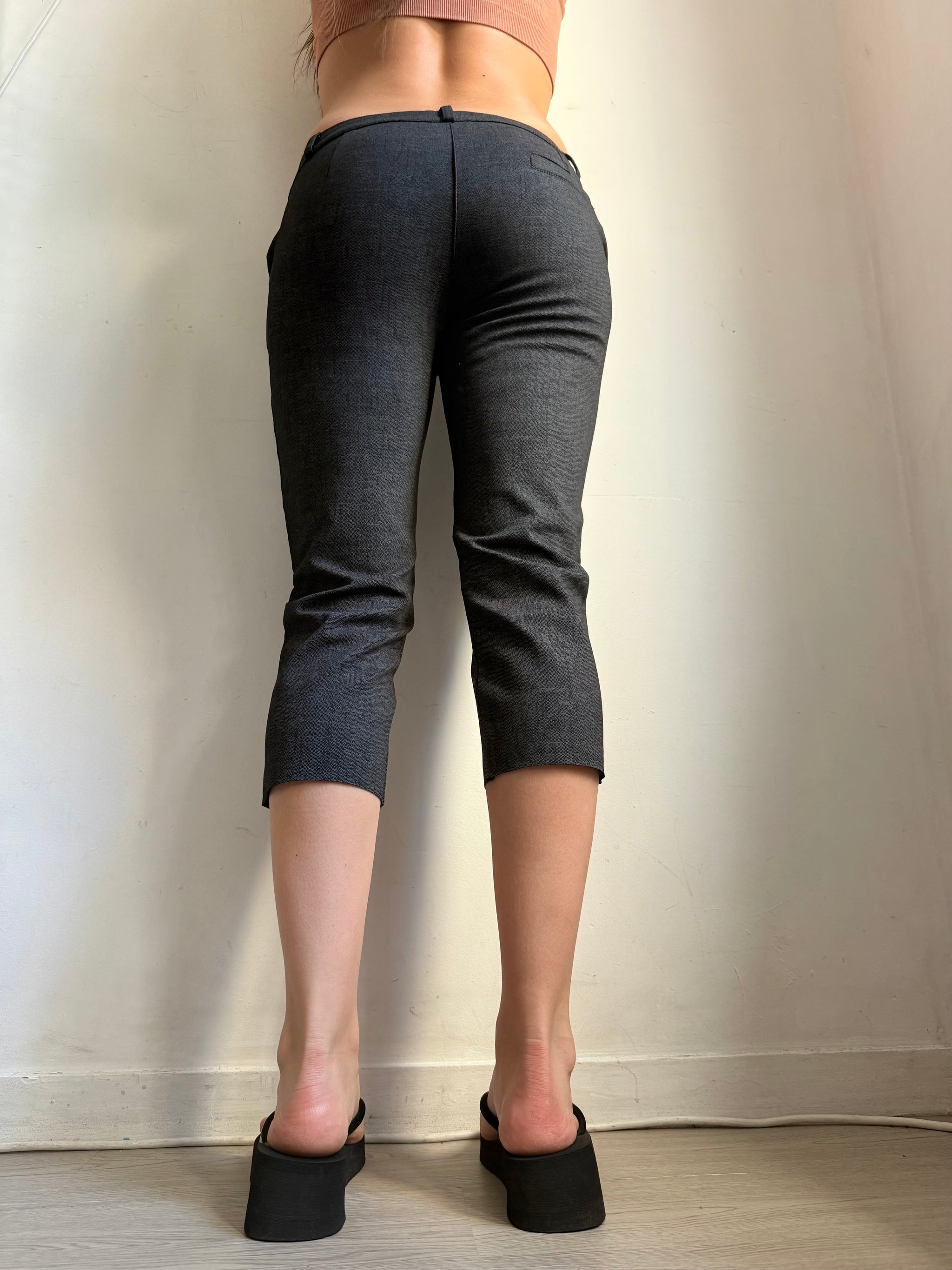 Grey low waist office capri pants (M)