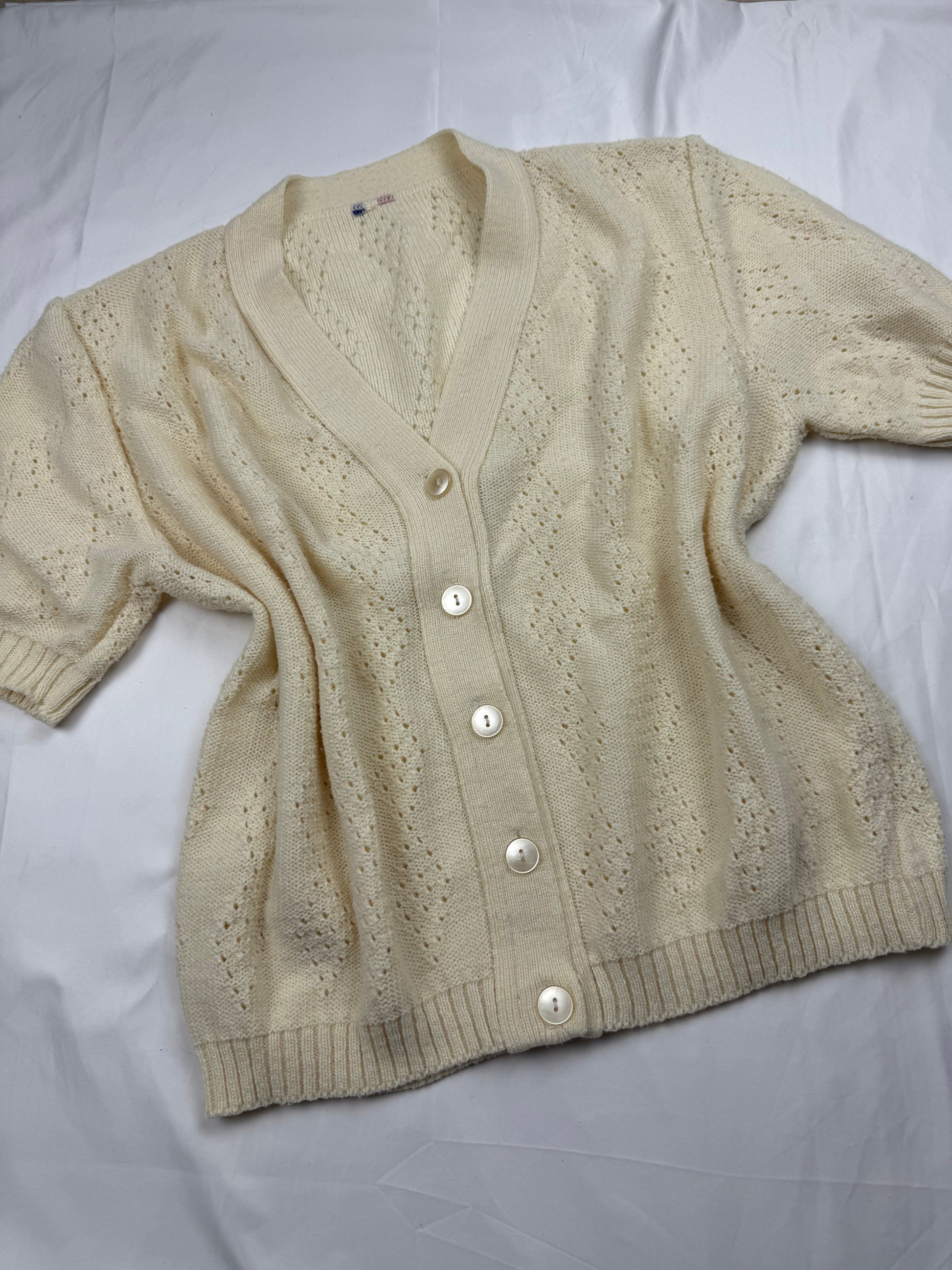 Cream knitted cardigan tee (M/L)