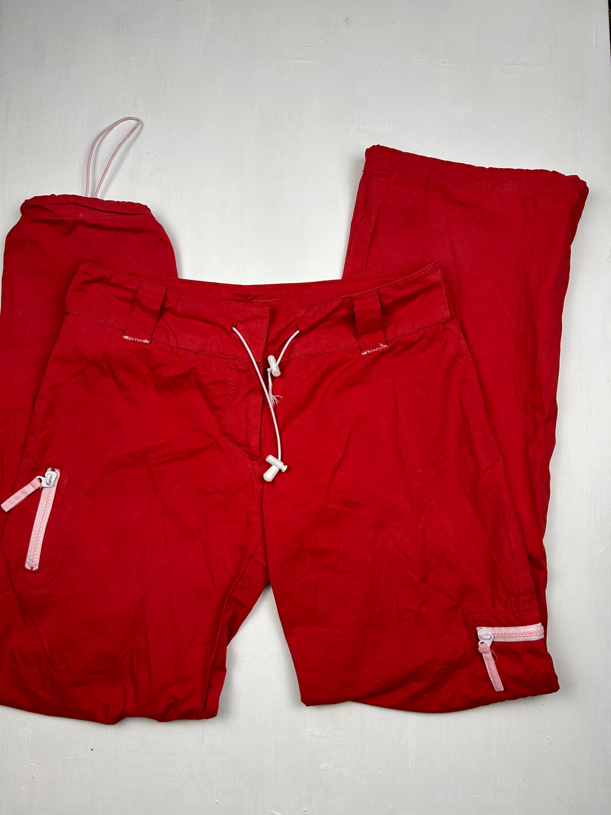 Red cargo low rise baggy joggers pants (S/M)