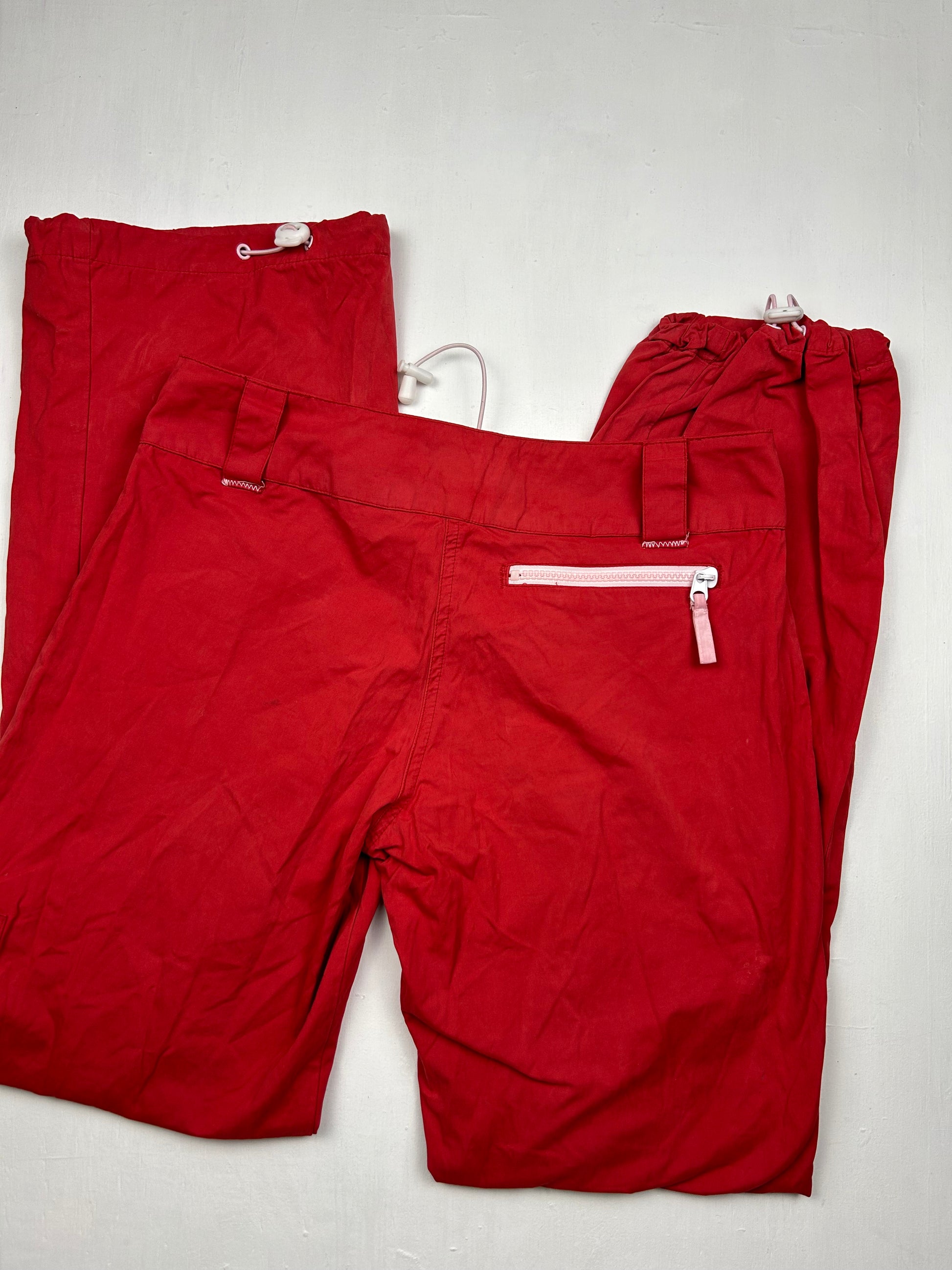 Red cargo low rise baggy joggers pants (S/M)