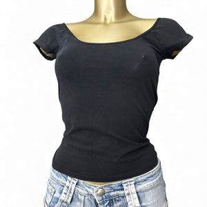 Black cotton super stretch tight fit tee (M/L)