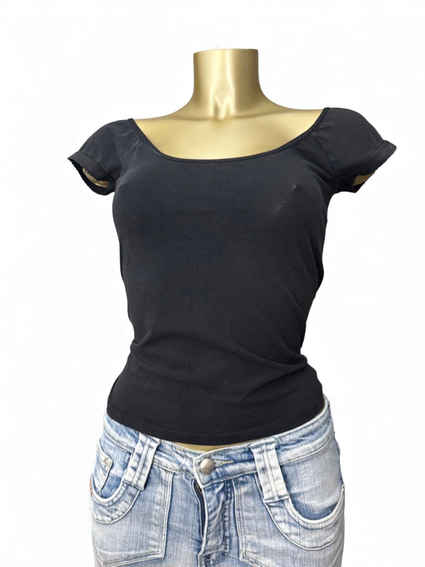 Black cotton super stretch tight fit tee (M/L)