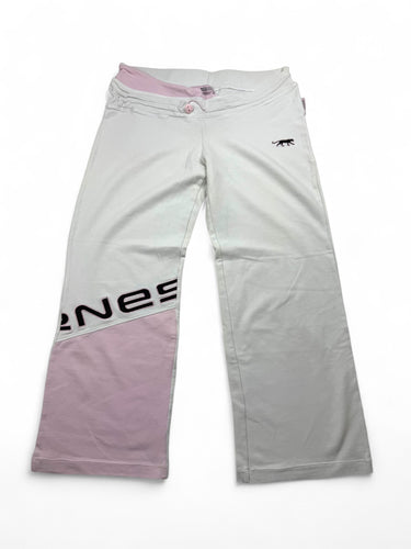 Baby pink & white baggy cotton low rise joggers (M)